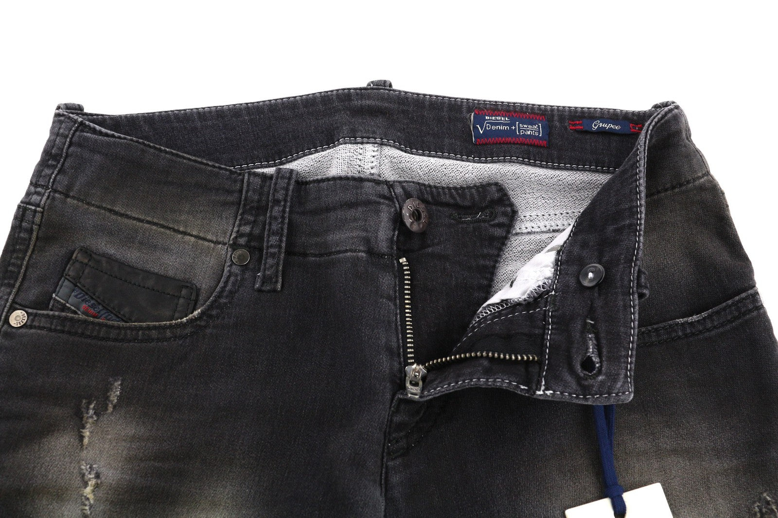 DIESEL Grupee-NE 0835B Womens Jeans W25 Sweat Jogg Slim Skinny Black Stretchy