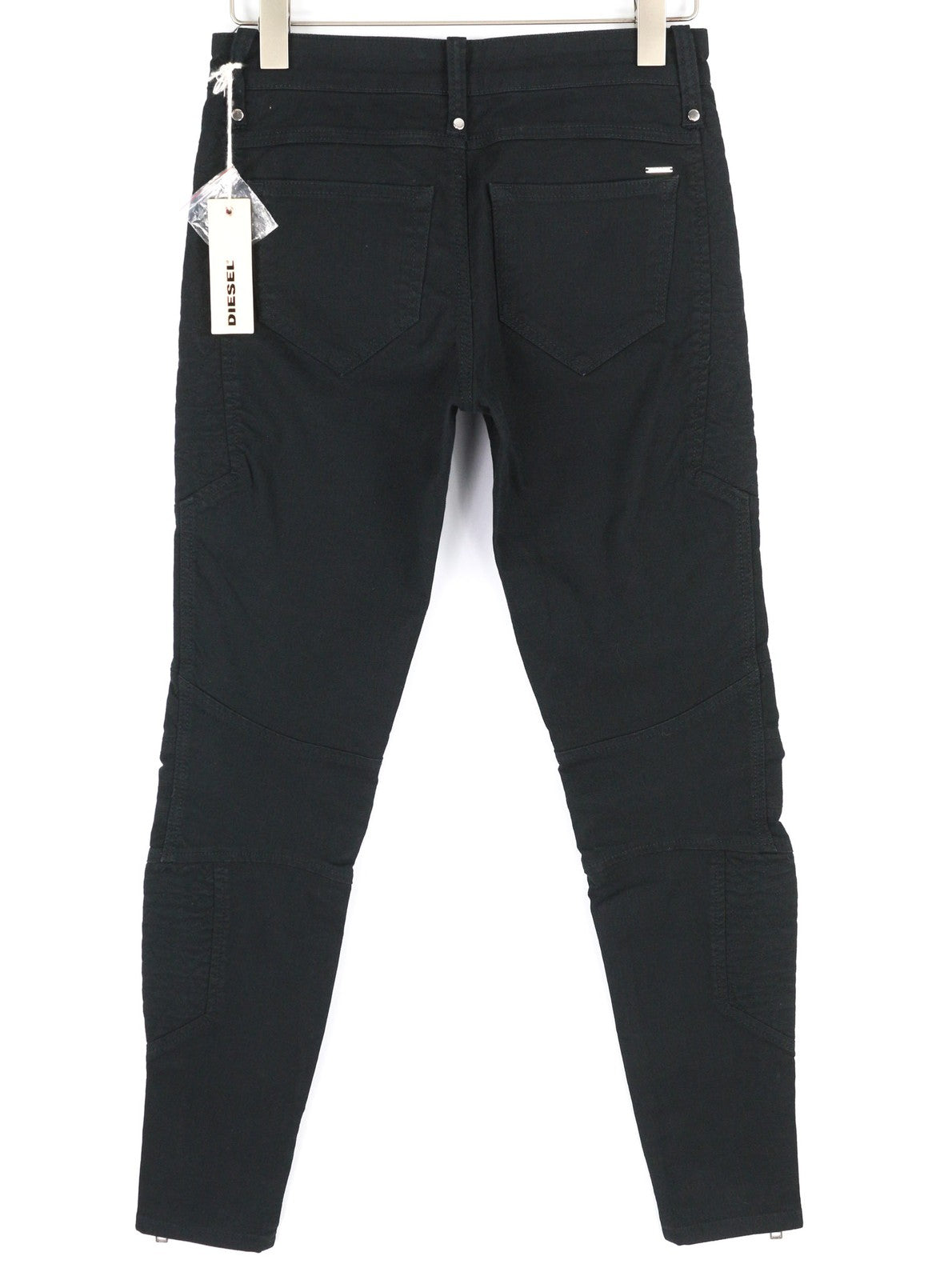 DIESEL P-Amal 00SJLC 0GAJK Womens Trousers W27 Skinny Black Stretch Zip Detailed