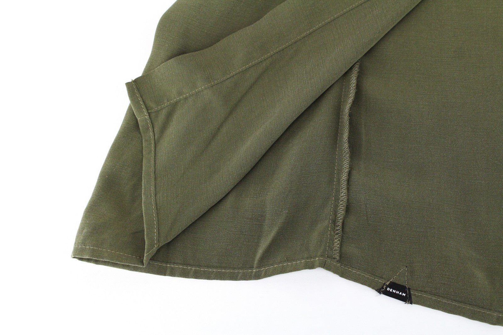 DENHAM Roxanne Women's L Green Belted Long Dress Button-Up Collared Short Sleeve