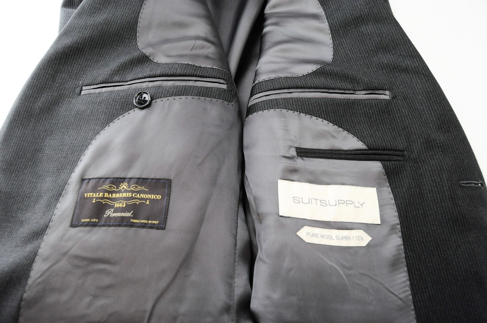 SUITSUPPLY Napoli Men Blazer UK38R Wool Super 110's Striped Grey Suit Jacket