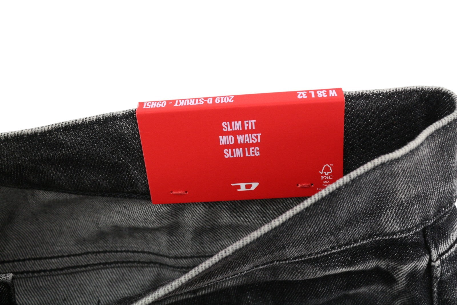 DIESEL 2019 D-Strukt 09H51 Men Jeans W38/L32 Slim Distress Black RRP€250