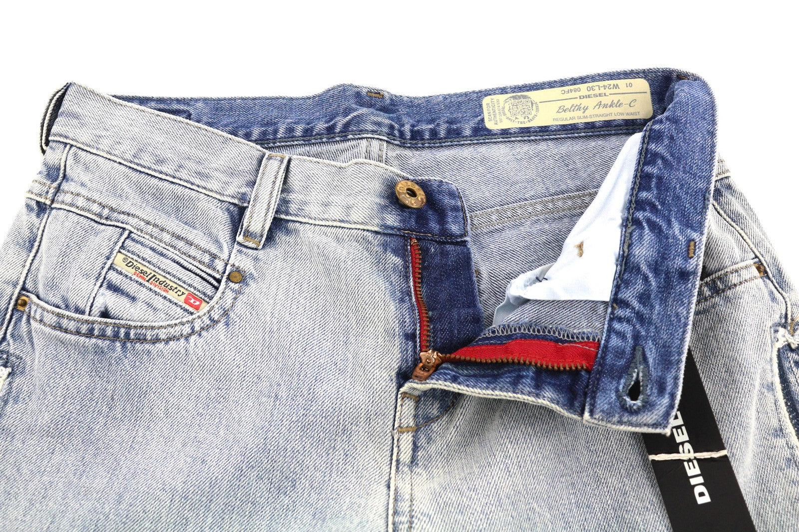 DIESEL Belthy Ankle-C 084FC Womens Jeans W24/L30 Slim Straight Blue Cotton