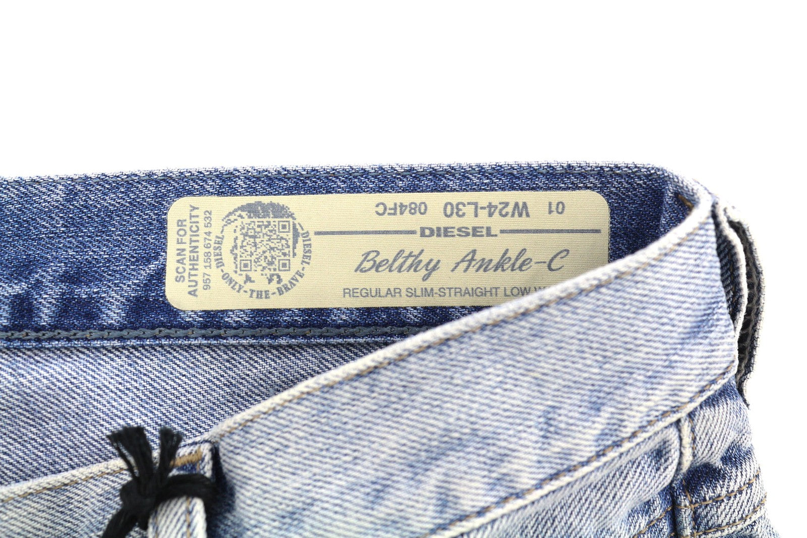DIESEL Belthy Ankle-C 084FC Womens Jeans W24/L30 Slim Straight Blue Cotton