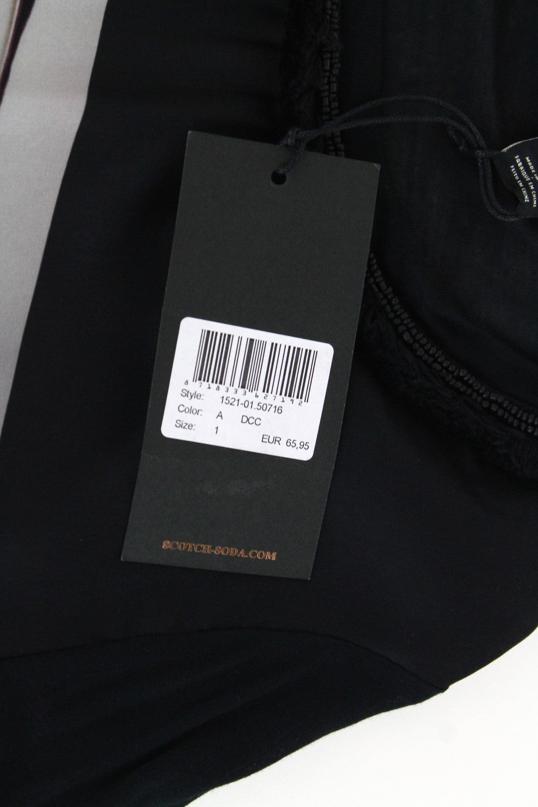 MAISON SCOTCH Women's S Black Abstract Print Light Casual Top Round Neckline