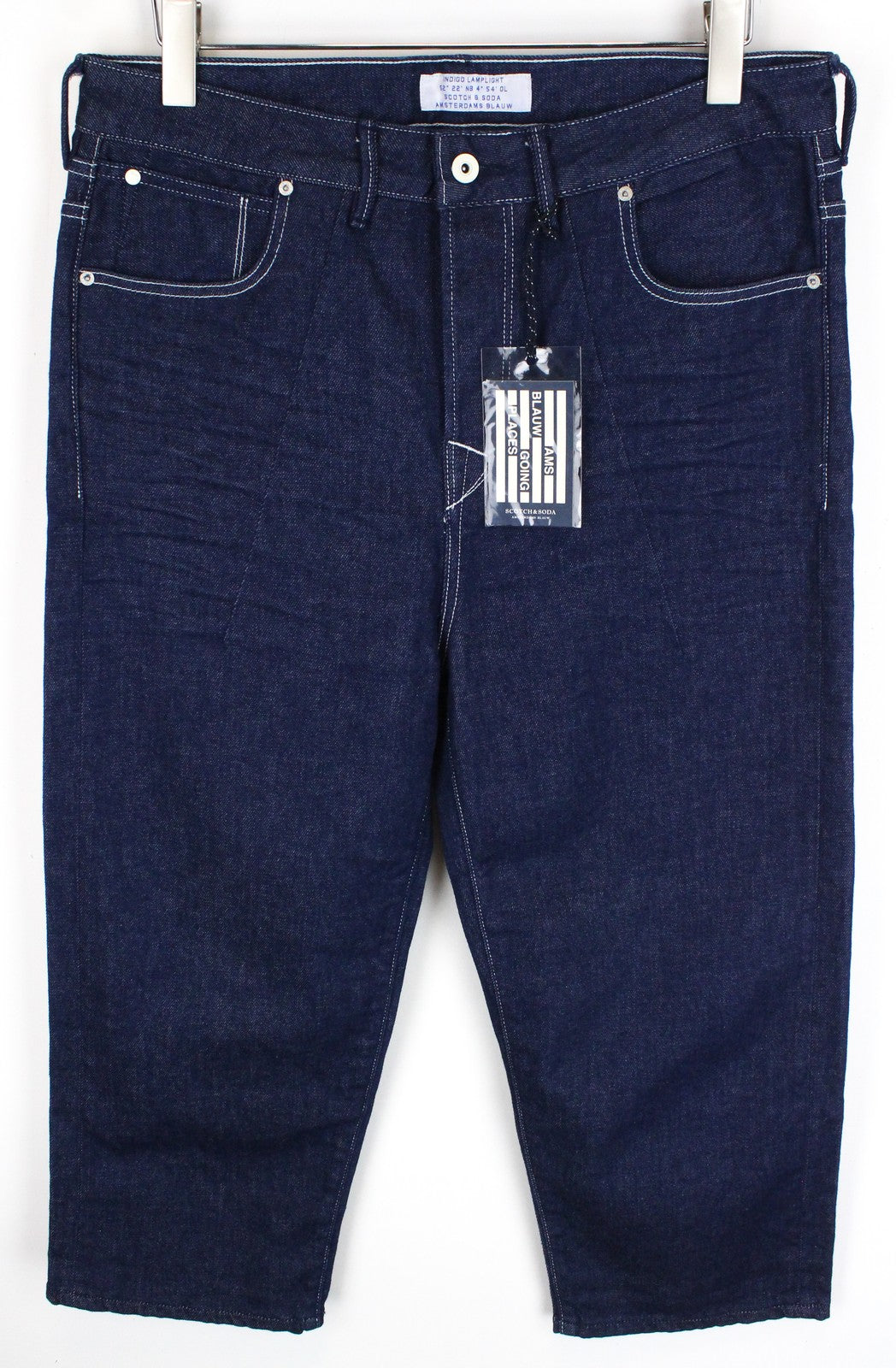 SCOTCH &amp; SODA Ams Blauw vyriški laisvo kirpimo mėlyni džinsai su 5 kišenėmis ir sagomis 