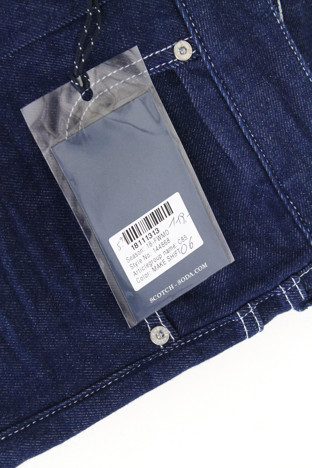 SCOTCH &amp; SODA Ams Blauw vyriški laisvo kirpimo mėlyni džinsai su 5 kišenėmis ir sagomis 