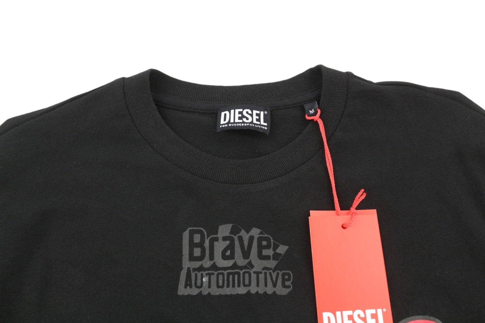 DIESEL T-Just-LS-C3 Men T-Shirt M Black Cotton Crew Neck Long Sleeved