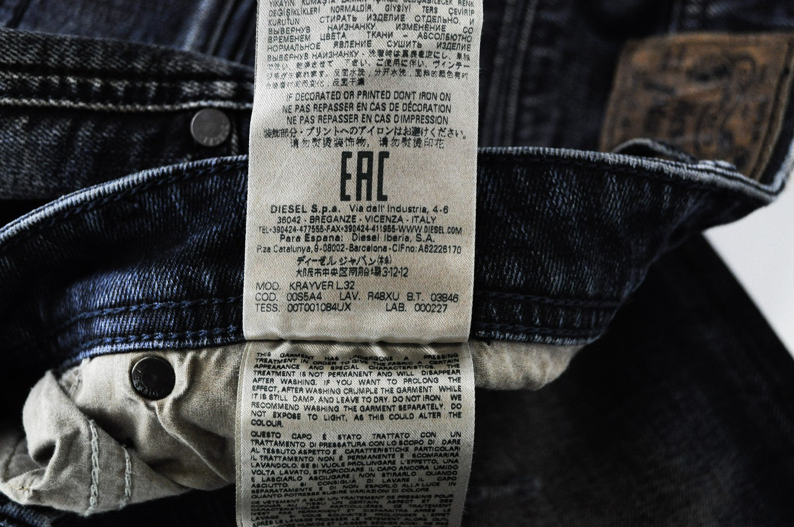 DIESEL Krayver R48XU Men Jeans W31/L32 Slim Carrot Fit Blue Stretch Jeans