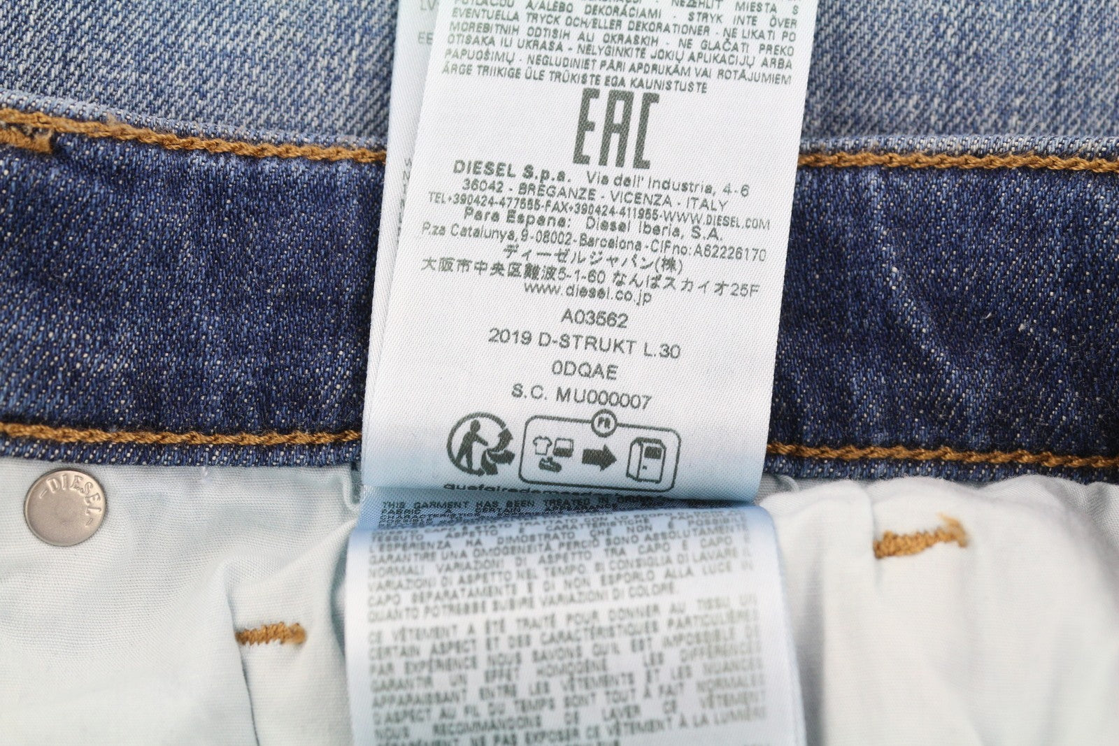 DIESEL 2019 D-Strukt 0DQAE Men Jeans W32/L30 Slim  Zip Fly Fade Effect RRP€175