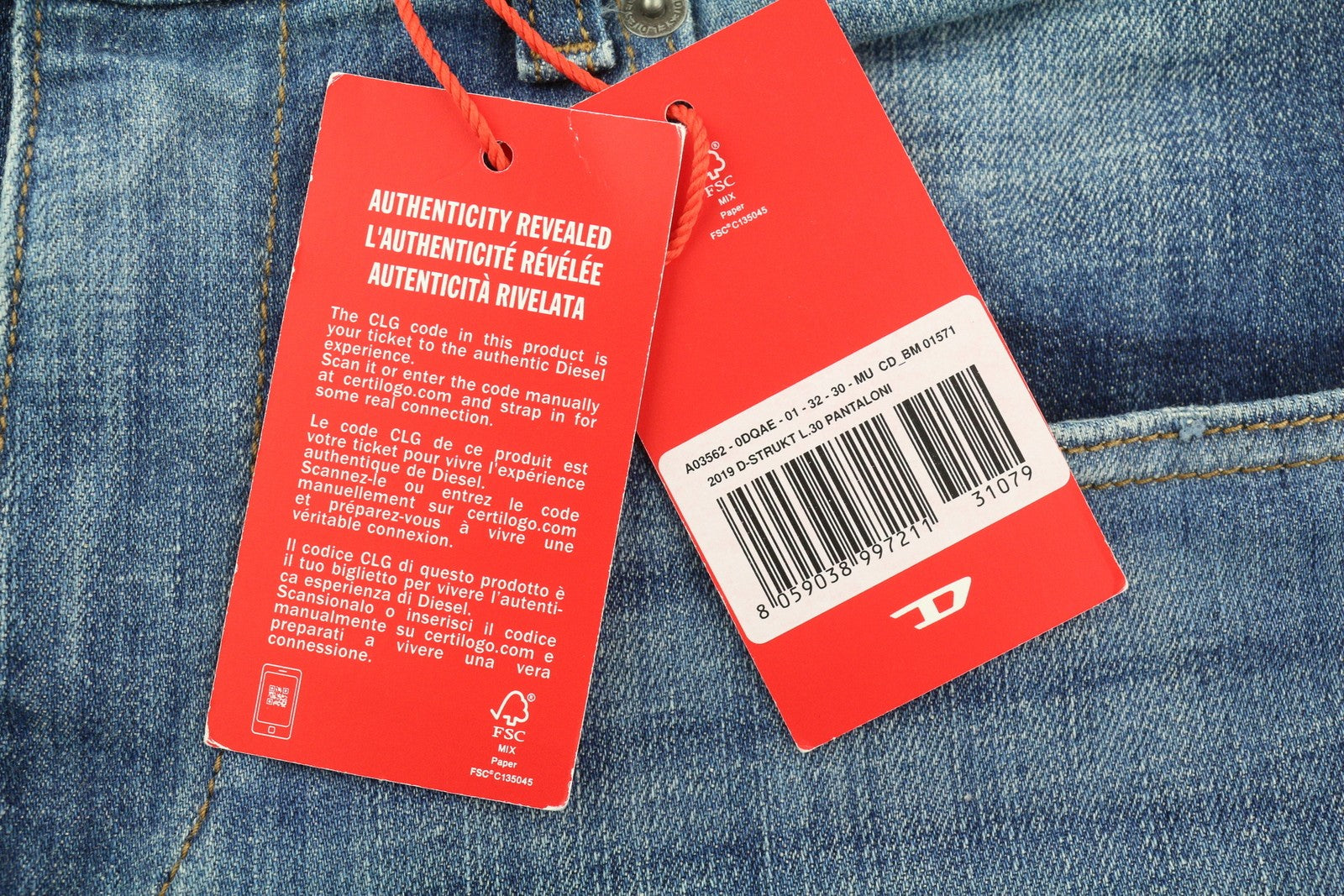 DIESEL 2019 D-Strukt 0DQAE Men Jeans W32/L30 Slim  Zip Fly Fade Effect RRP€175