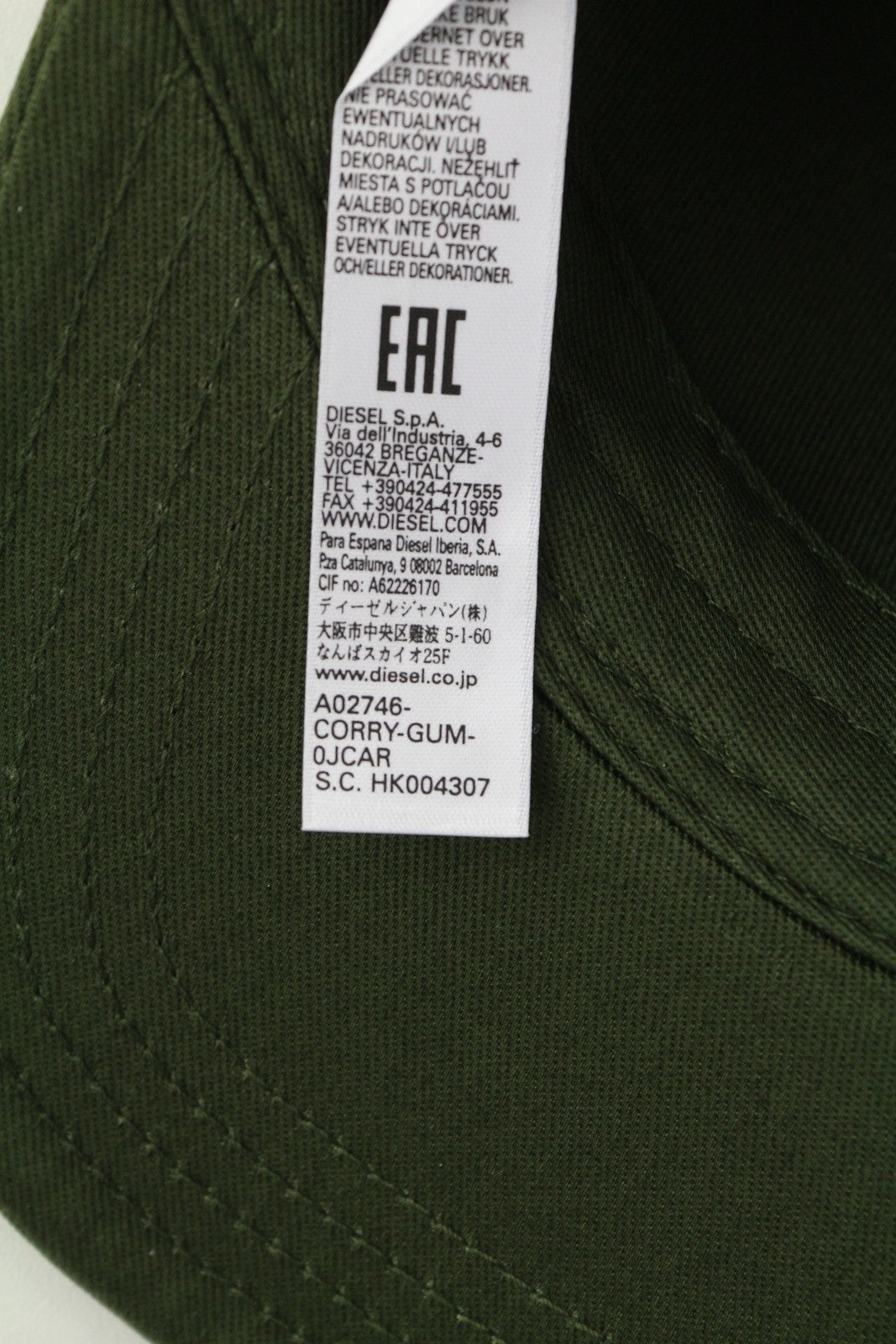 DIESEL Corry-Gum Men Cap 1 Baseball Green Cotton Front Logo All Seasons RRP70