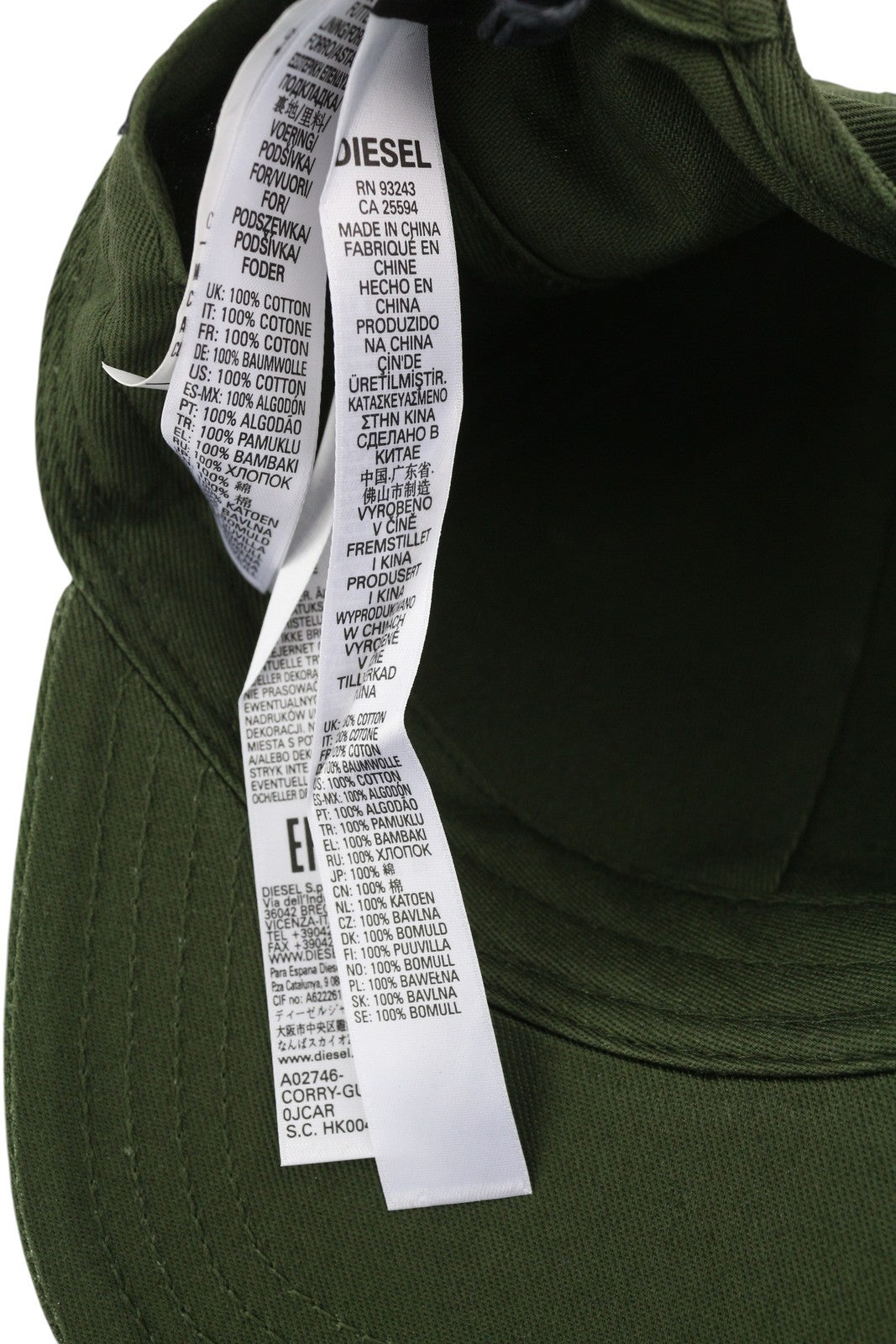 DIESEL Corry-Gum Men Cap 1 Baseball Green Cotton Front Logo All Seasons RRP70