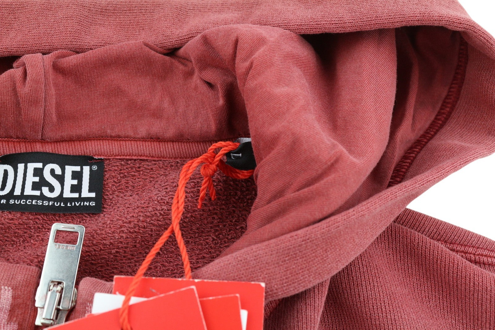 DIESEL S-Nekki-Jac Men Hoodie L Washed Red Full Zip Oversized Hooded RRP€250