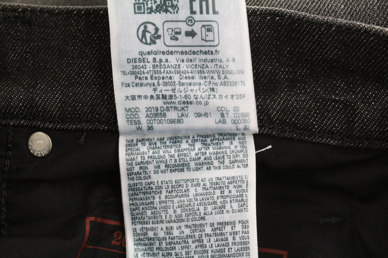 DIESEL 2019 D-Strukt 09H51 Men Jeans W36/L32 Slim  Distress Washed RRP€250