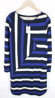 DENHAM Steal Women's M Blue Patterned Over Knee Pullover Stretch Dress