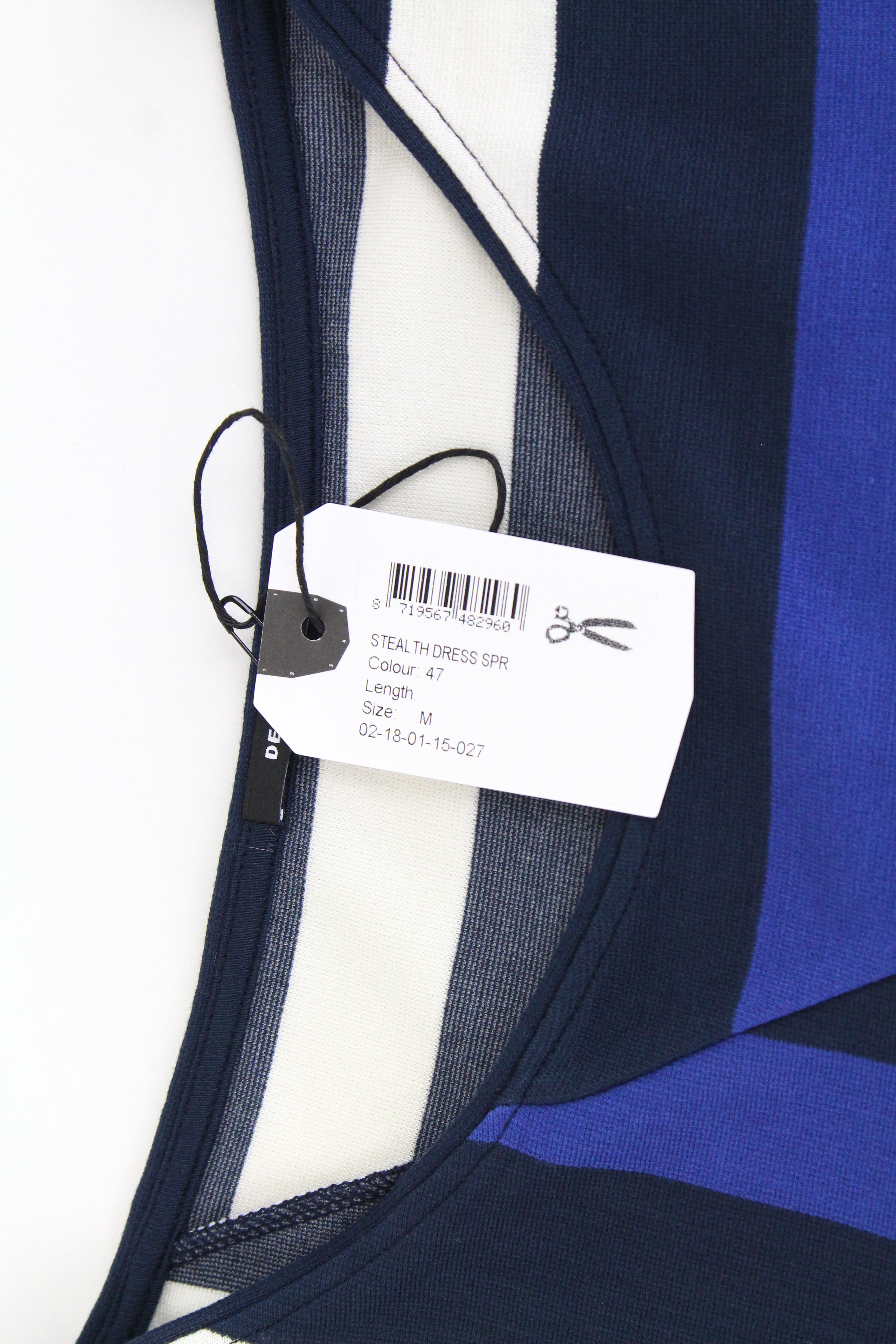 DENHAM Steal Women's M Blue Patterned Over Knee Pullover Stretch Dress