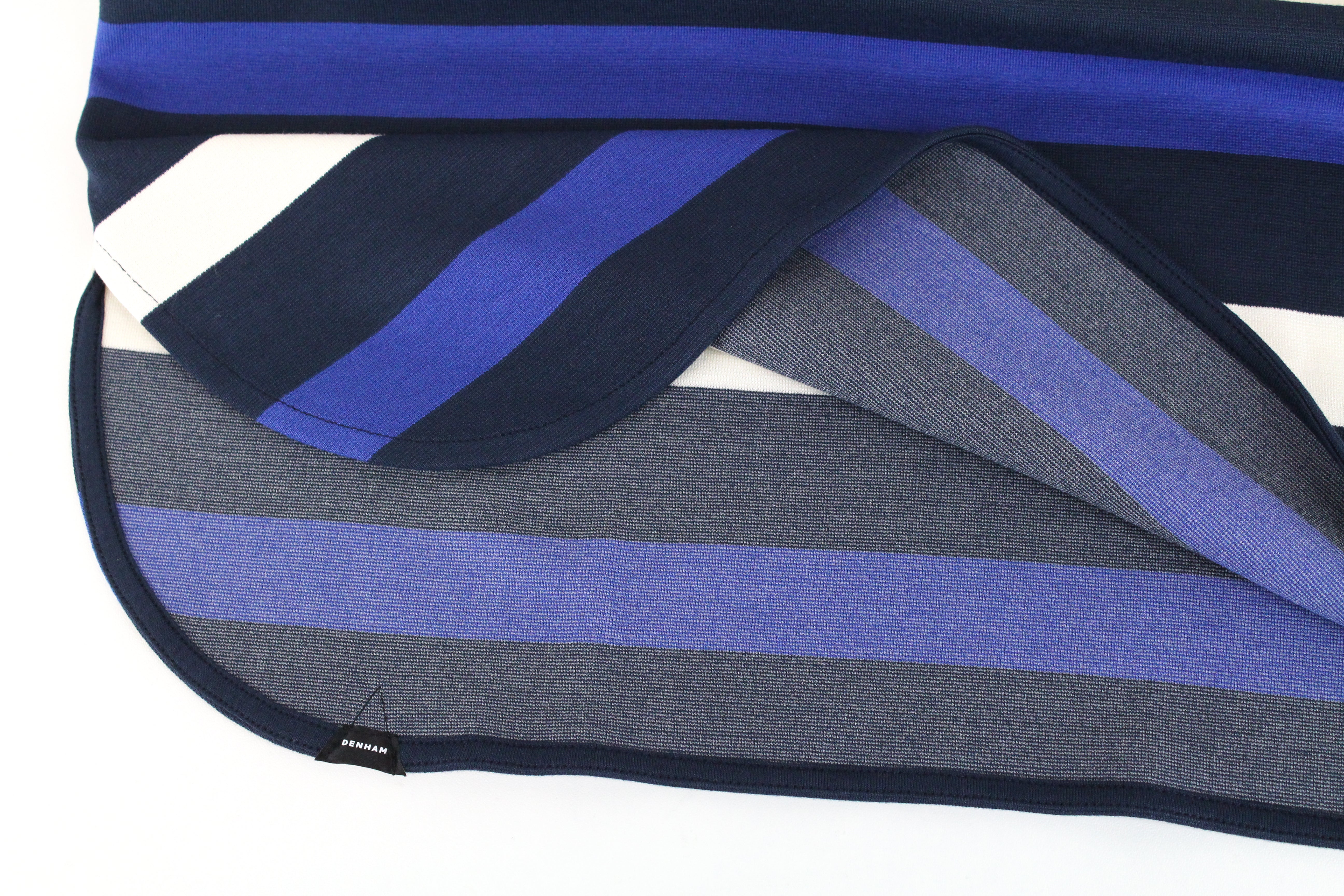 DENHAM Steal Women's M Blue Patterned Over Knee Pullover Stretch Dress