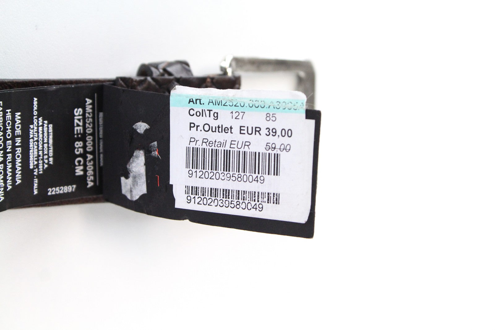 REPLAY Men's 85 CM Brown Pure Leather Belt Aged Look Metal Buckle Casual