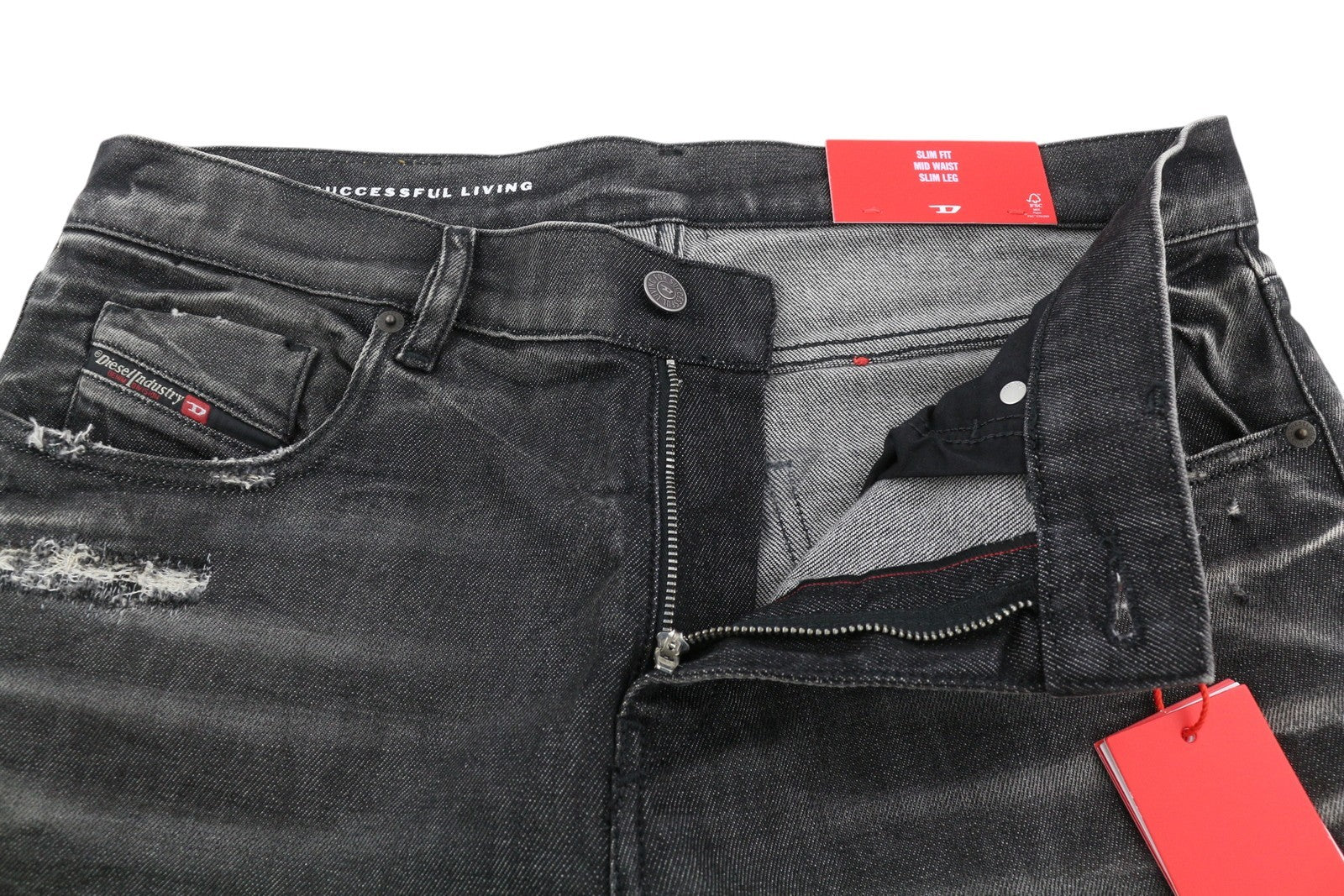 DIESEL 2019 D-Strukt 09H51 Men Jeans W34/L32 Slim Distress RRP€250 Black