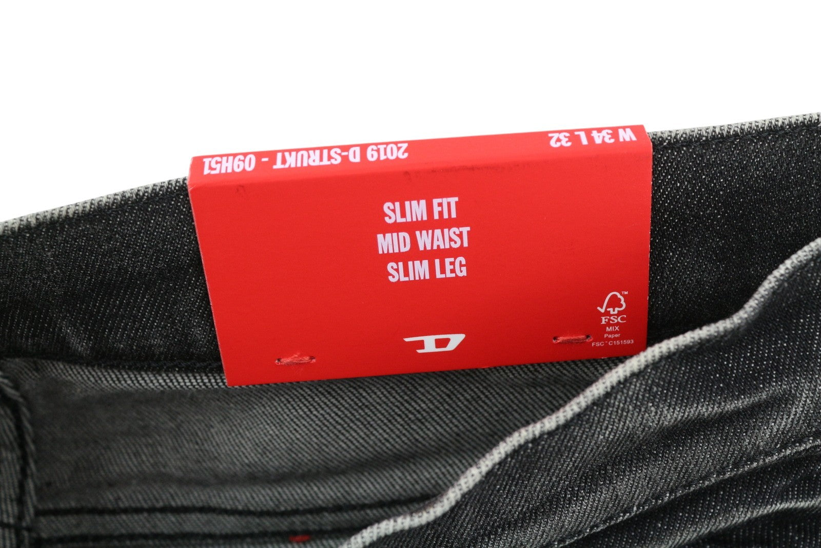 DIESEL 2019 D-Strukt 09H51 Men Jeans W34/L32 Slim Distress RRP€250 Black