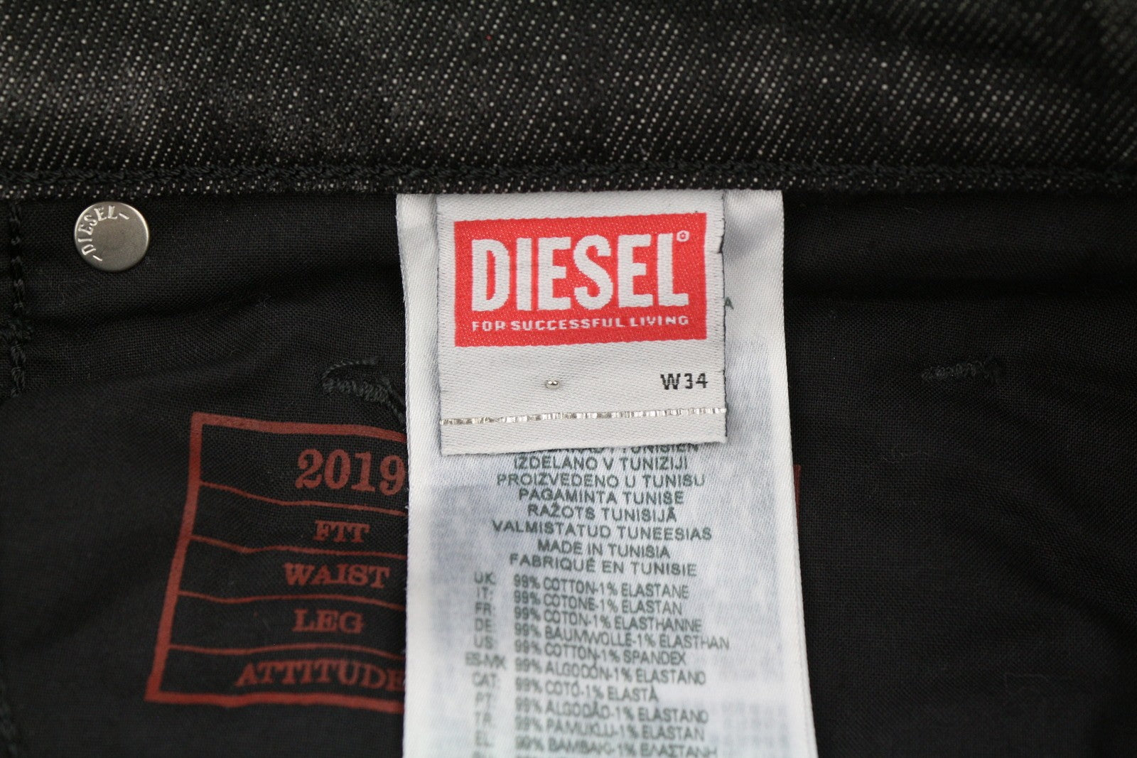 DIESEL 2019 D-Strukt 09H51 Men Jeans W34/L32 Slim Distress RRP€250 Black