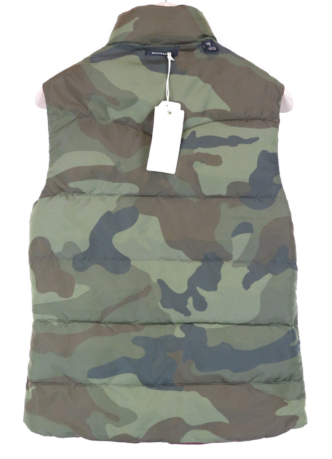 SCOTCH & SODA Men's S Camouflage Reversible Short Puffer Vest Snap Closure