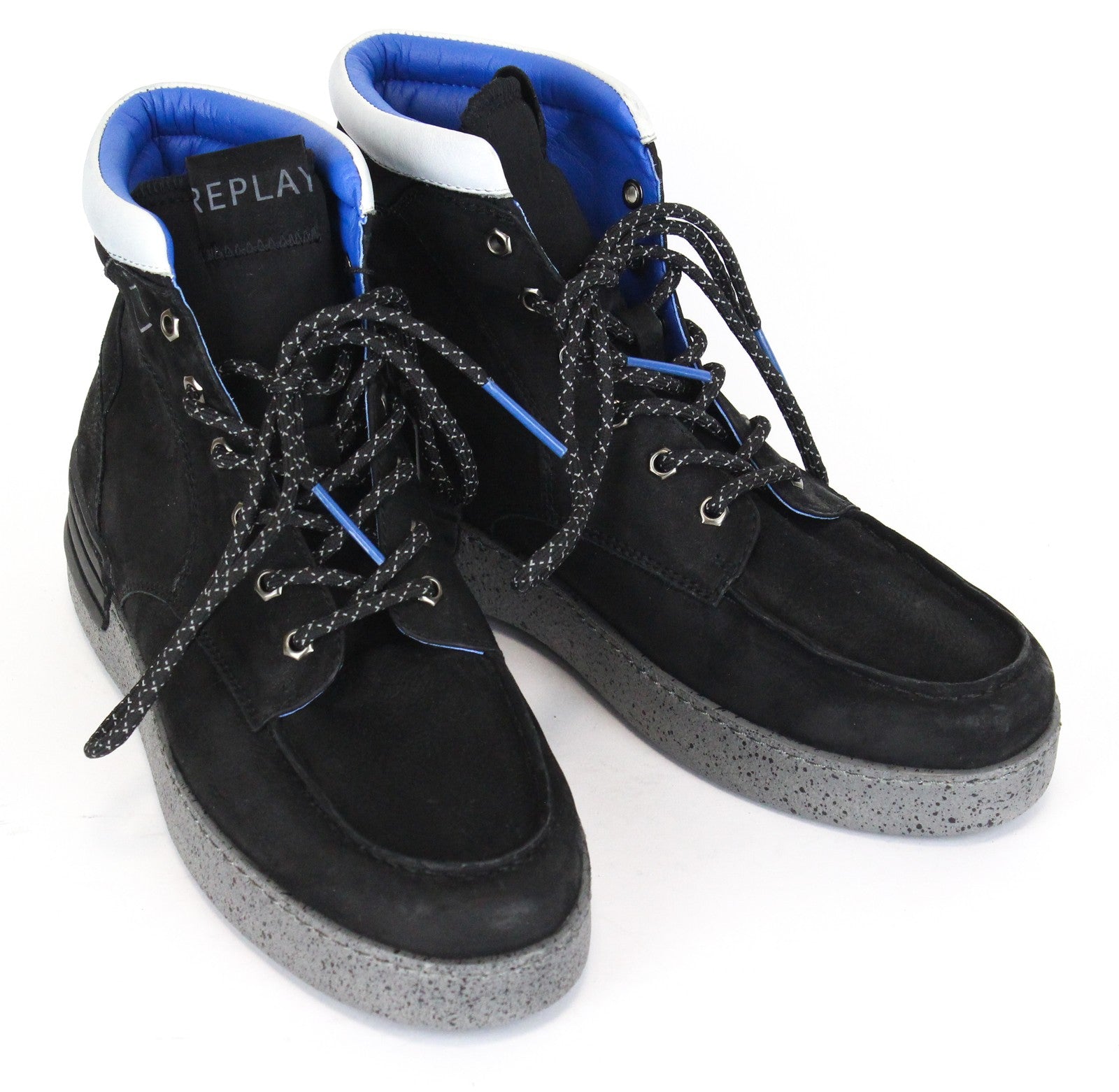 REPLAY Men's EU42 Black Grey High-Top Casual Lace-Up Boots
