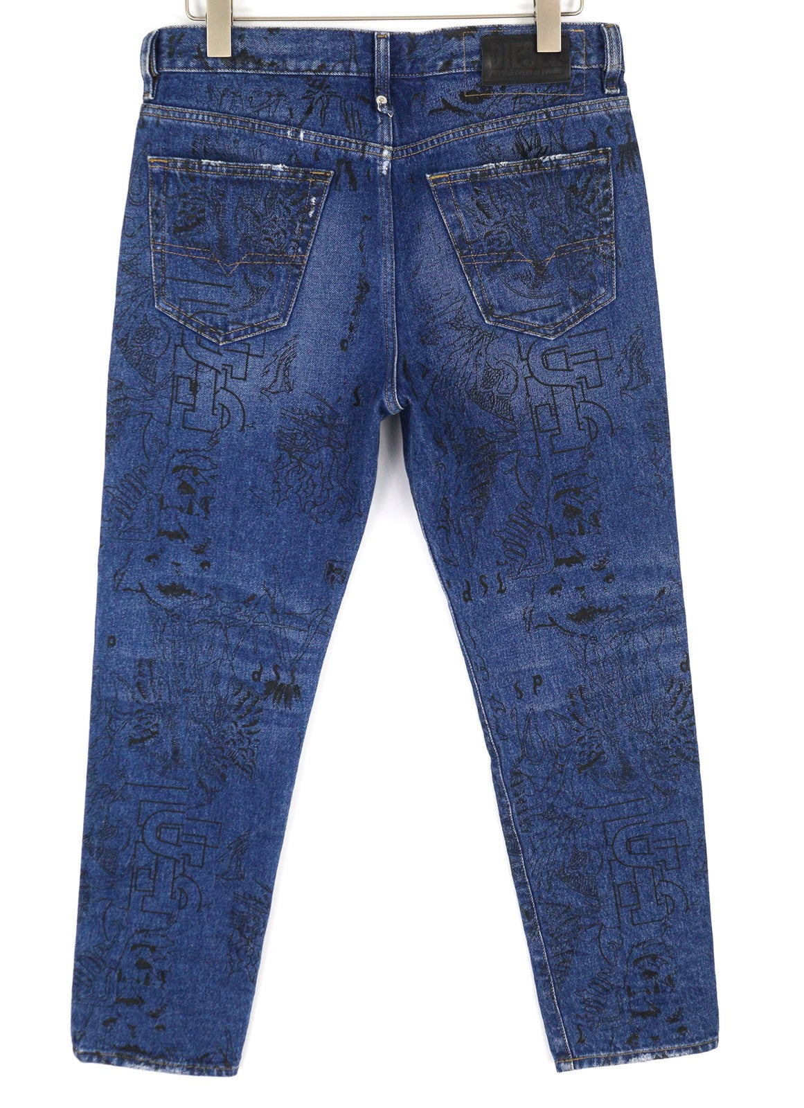 DIESEL Mharky-SP 0078S Mens Jeans W32/L32 Slim Skinny Blue  Cotton Printed