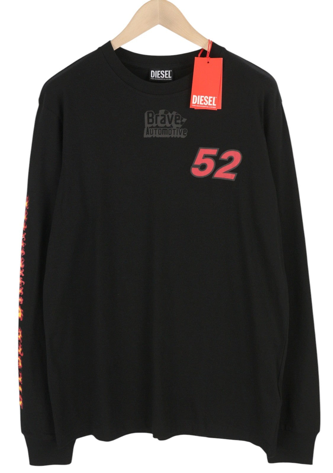 DIESEL T-Just-LS-C3 Men T-Shirt XL Black Cotton Crew Neck Long Sleeve RRP€70