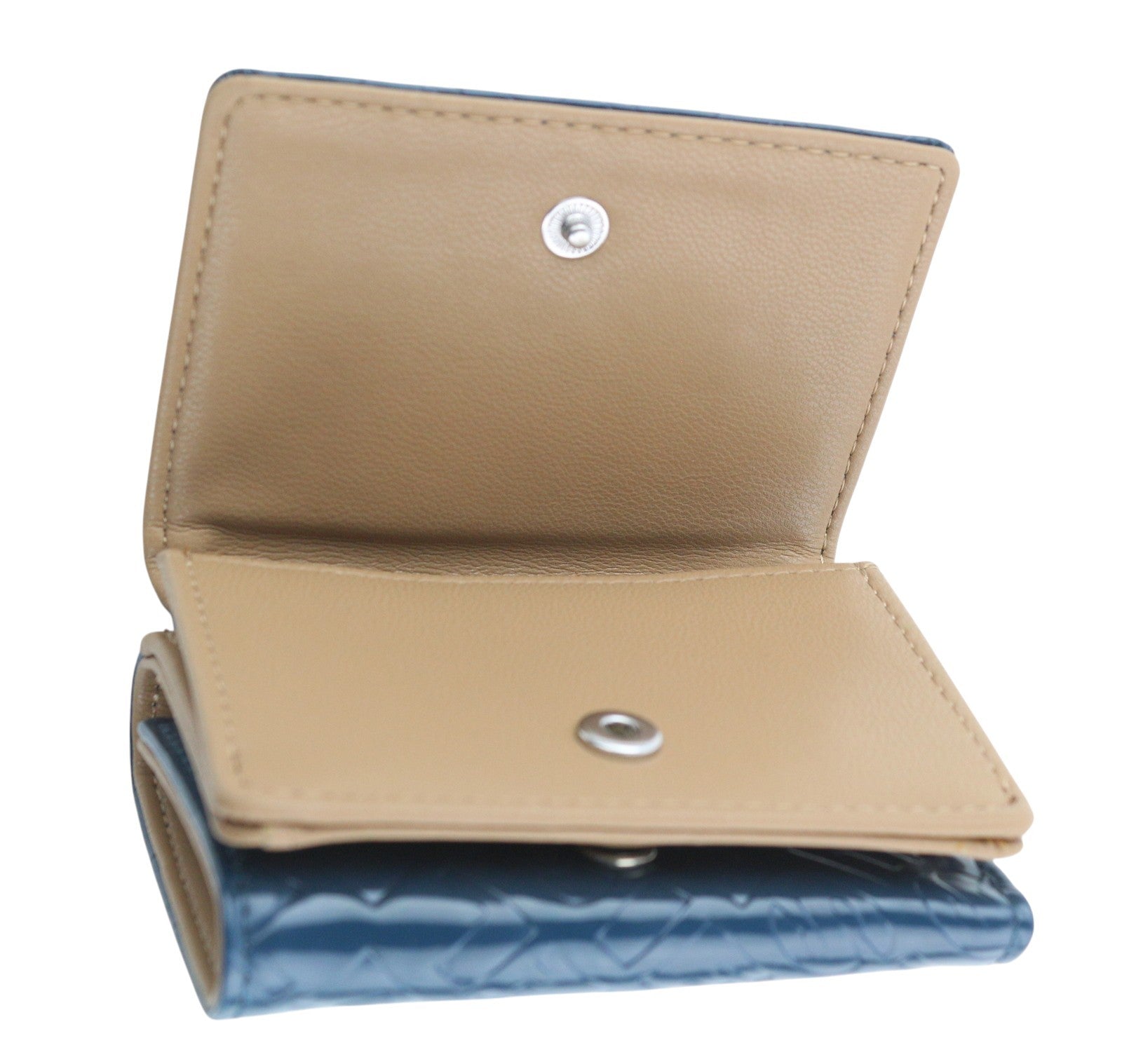 DIESEL Monogram Lorettina Women Wallet Blue Brown Faux Leather Printed RRP€100