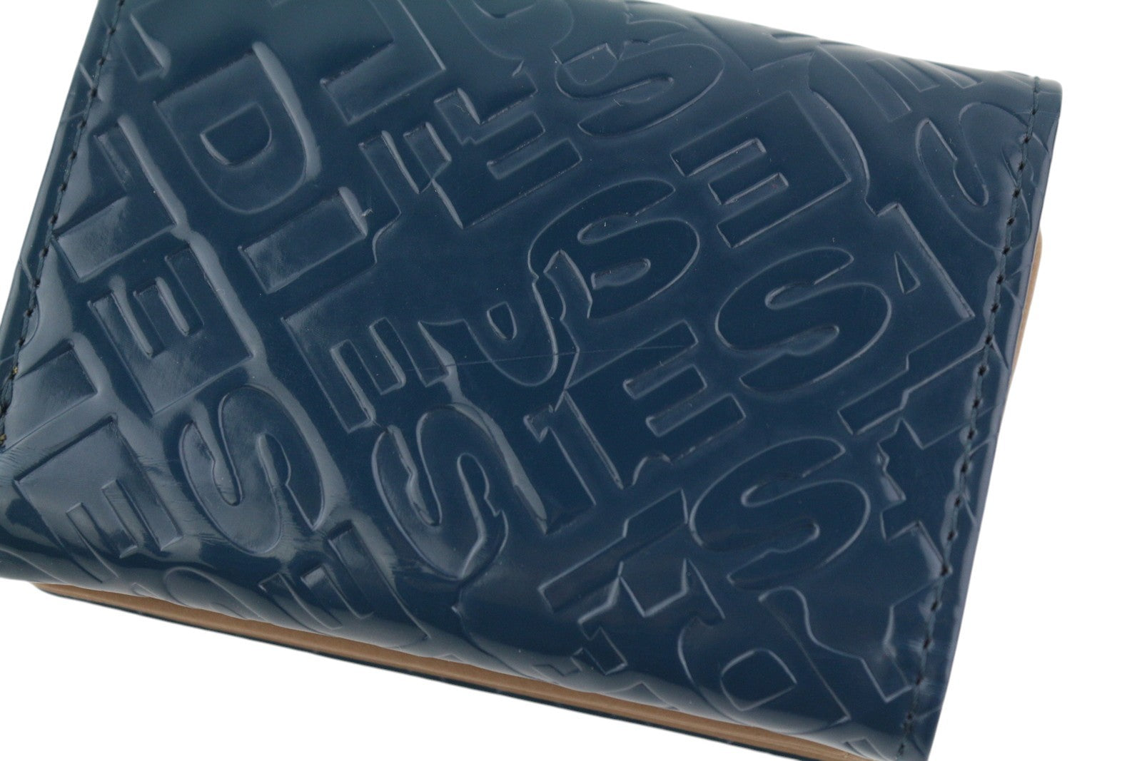 DIESEL Monogram Lorettina Women Wallet Blue Brown Faux Leather Printed RRP€100