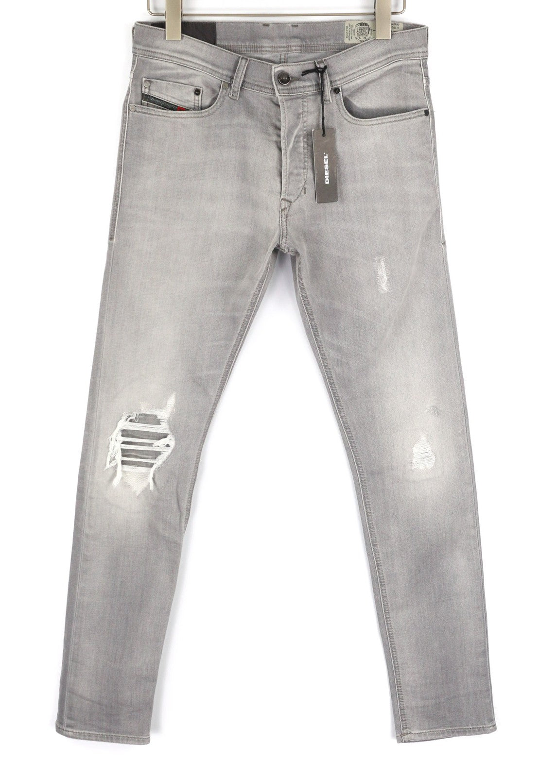 DIESEL Tepphar 0687W Mens Jeans W30/L32 Slim Carrot Grey Cotton Stretchy Ripped