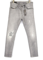 DIESEL Tepphar 0687W Mens Jeans W30/L32 Slim Carrot Grey Cotton Stretchy Ripped