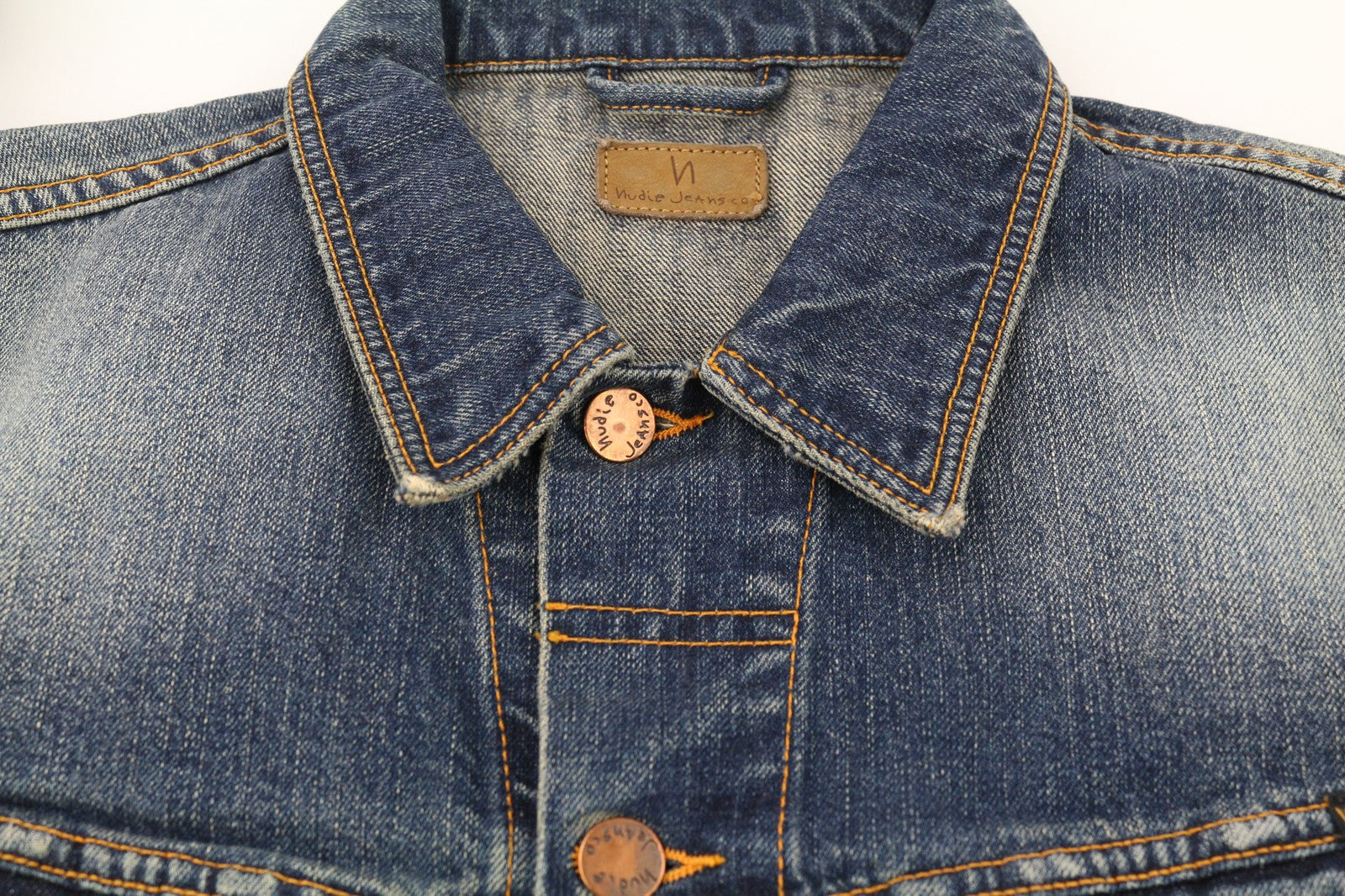 Nudie Jeans Billy Blue Friend Men Jacket M Unlined Denim  Neck Organic