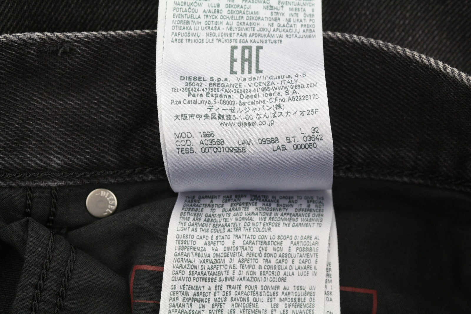 DIESEL 1995 D-SARK 09B88 Men Jeans W38/L32 Slim  Straight Black RRP€185
