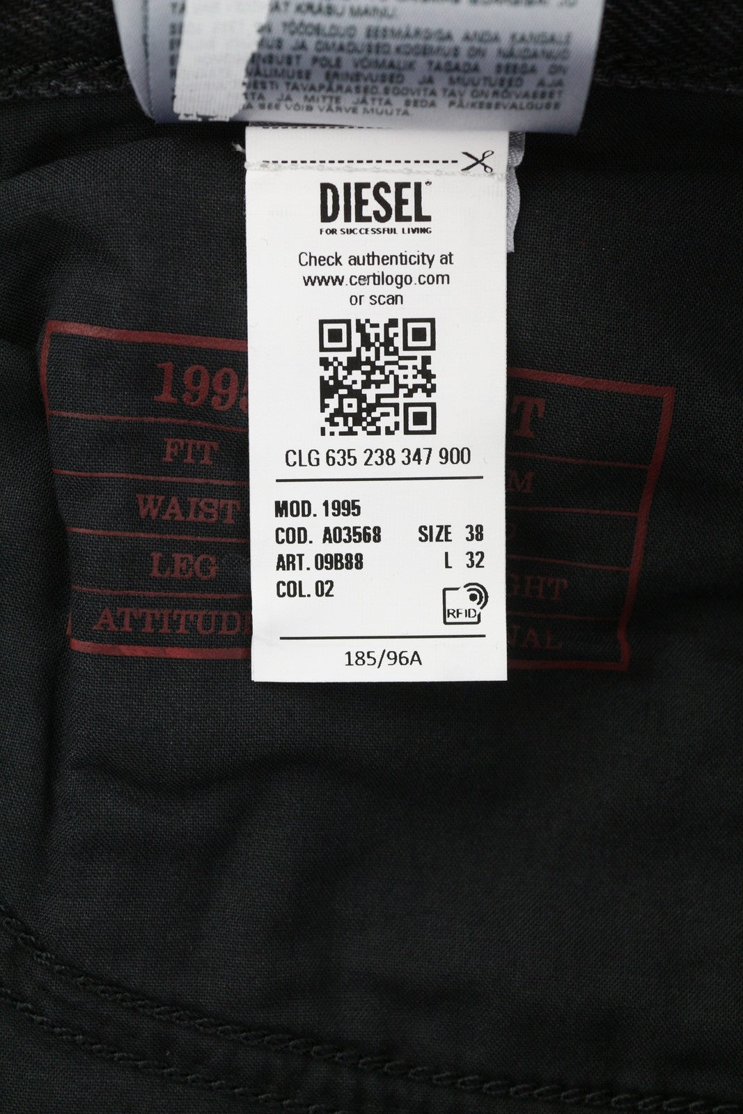 DIESEL 1995 D-SARK 09B88 Men Jeans W38/L32 Slim  Straight Black RRP€185