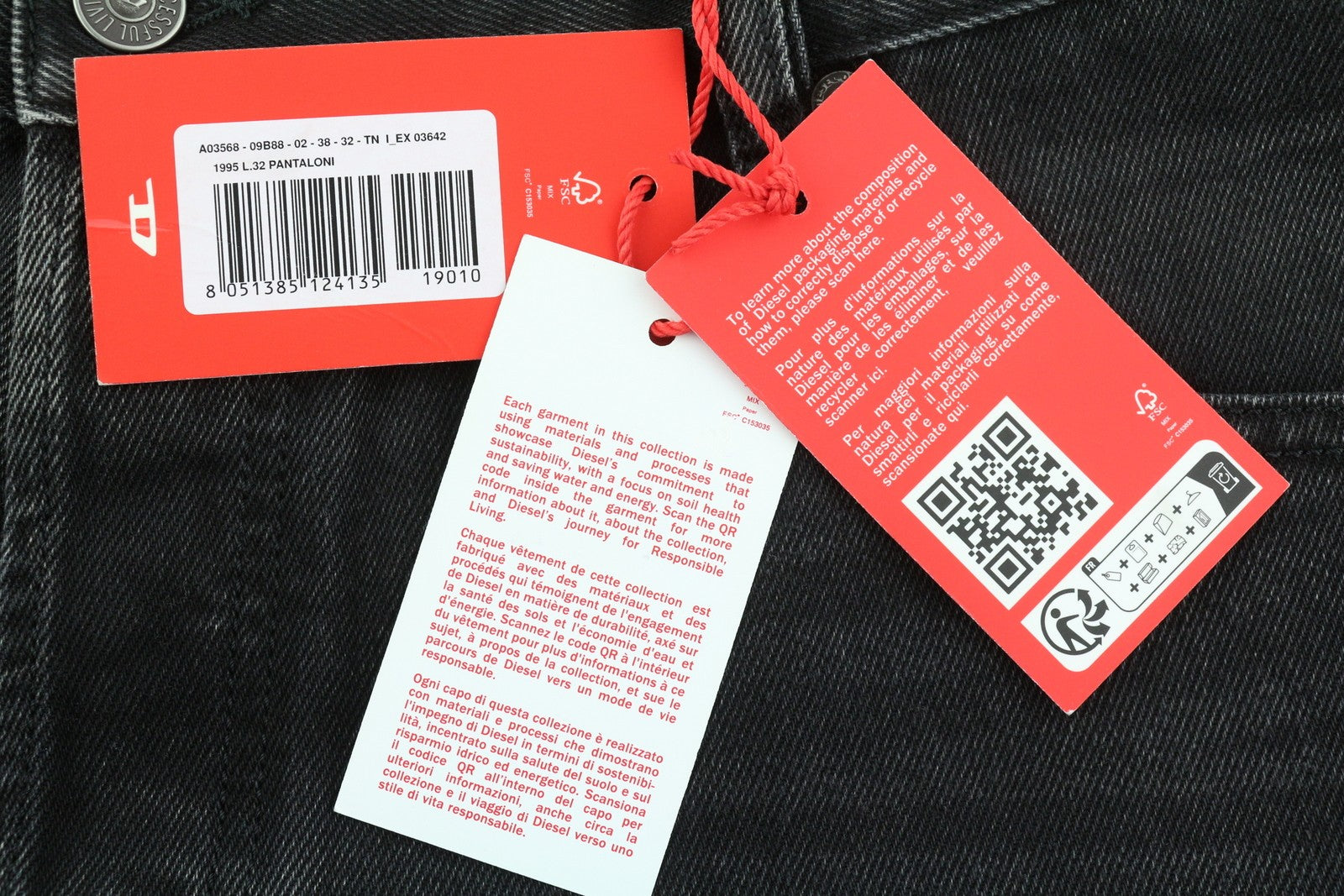 DIESEL 1995 D-SARK 09B88 Men Jeans W38/L32 Slim  Straight Black RRP€185