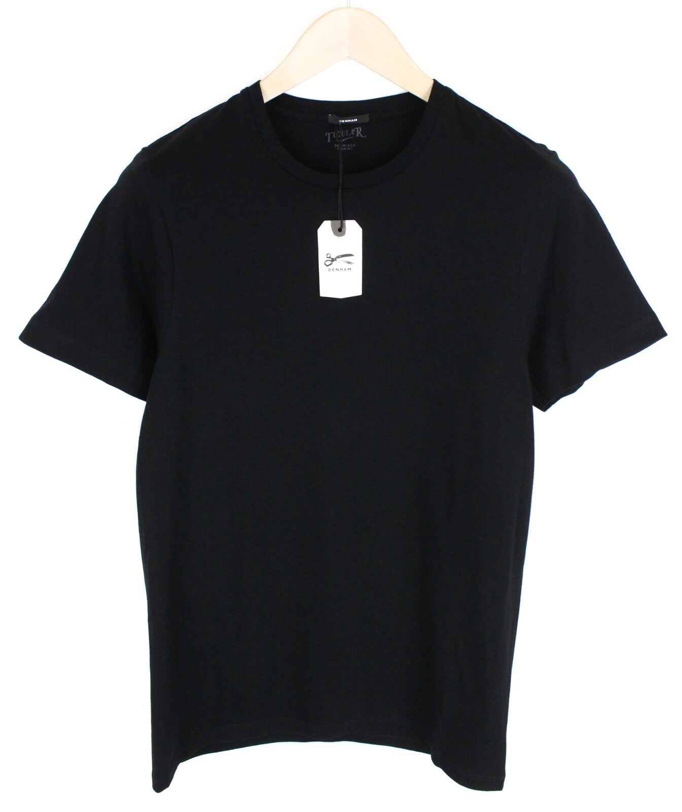 DENHAM Tubular Seamless Men's S Black Cotton Casual T-Shirt Round Neck Fit
