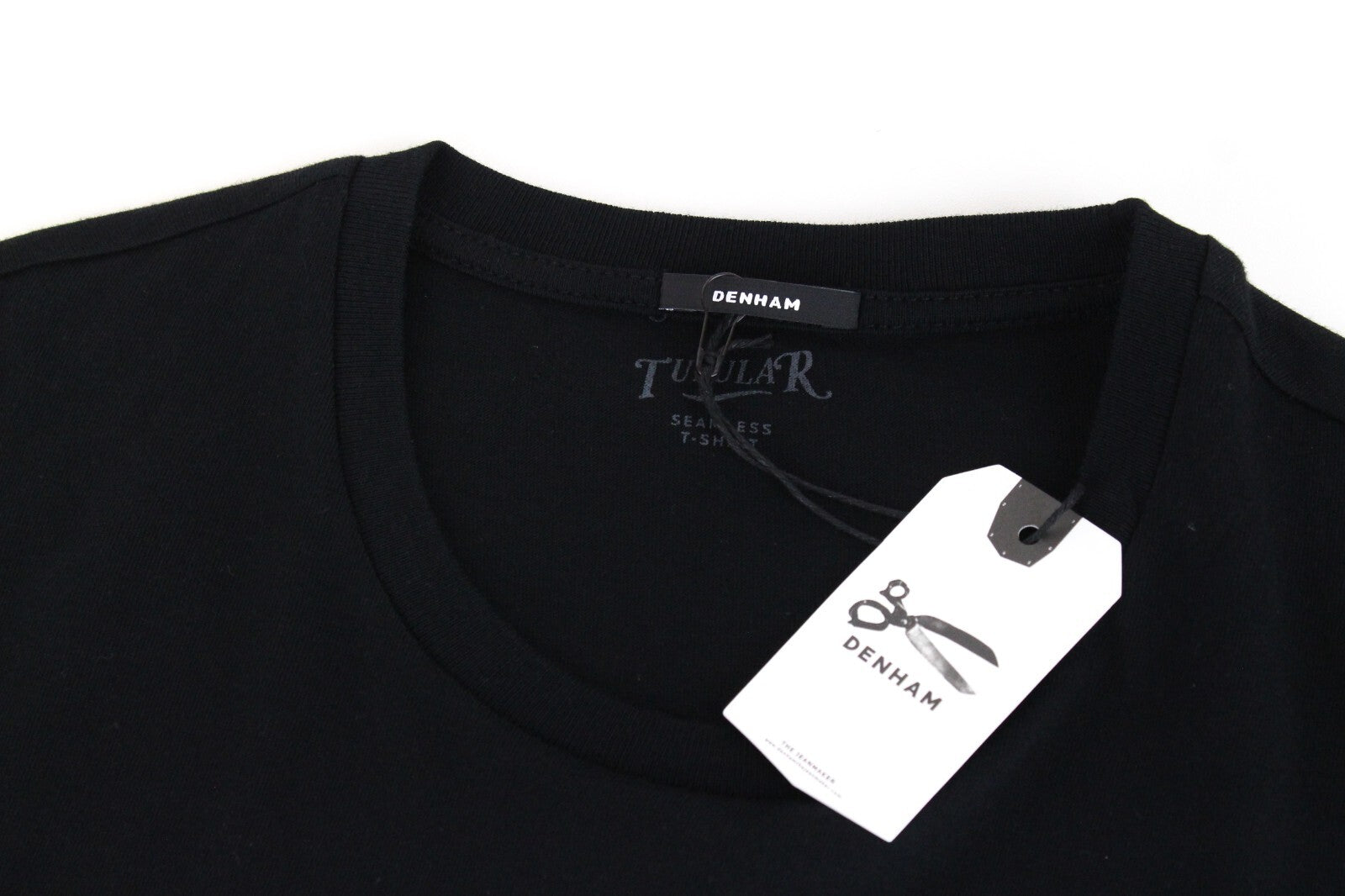 DENHAM Tubular Seamless Men's S Black Cotton Casual T-Shirt Round Neck Fit