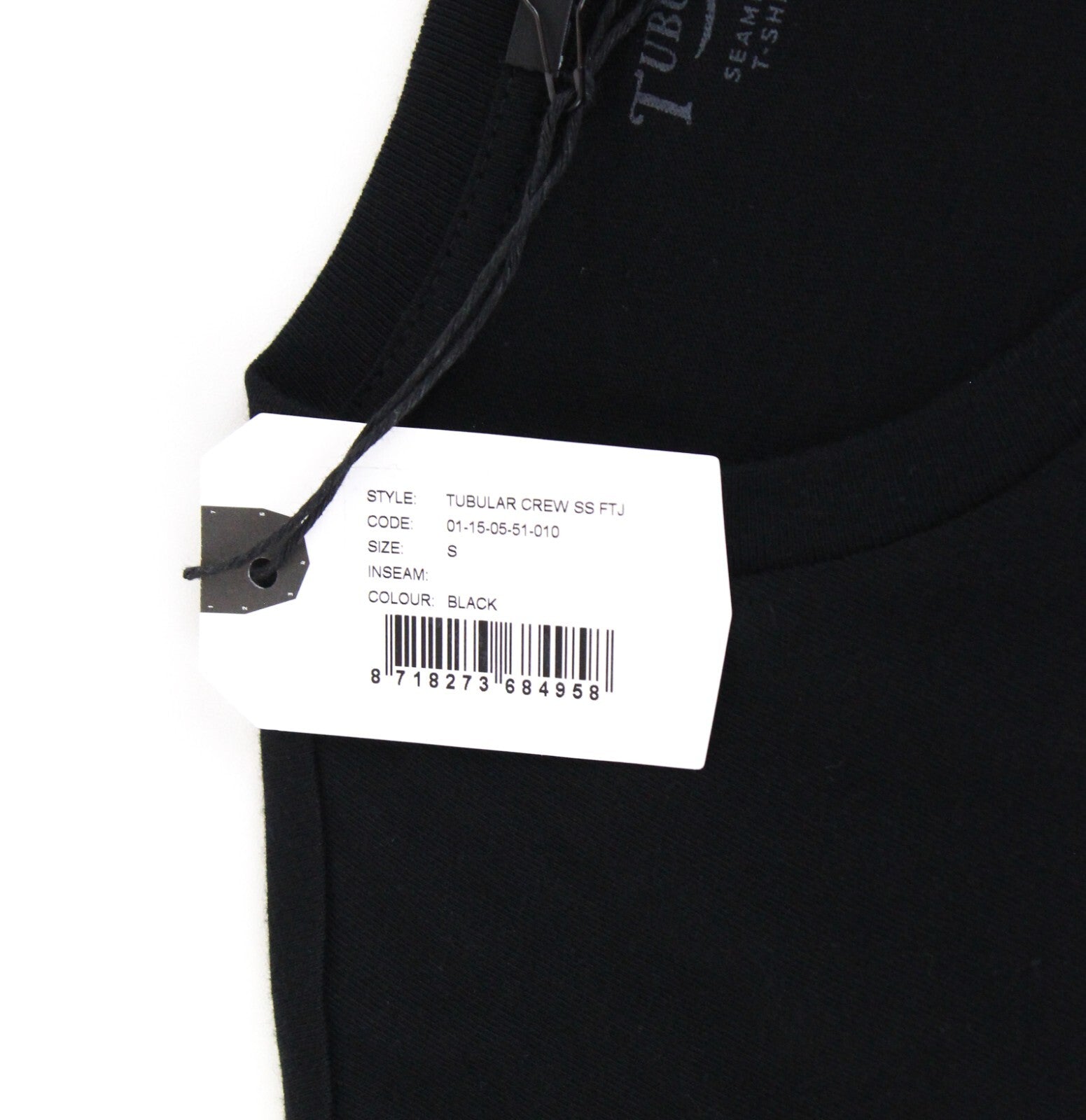 DENHAM Tubular Seamless Men's S Black Cotton Casual T-Shirt Round Neck Fit