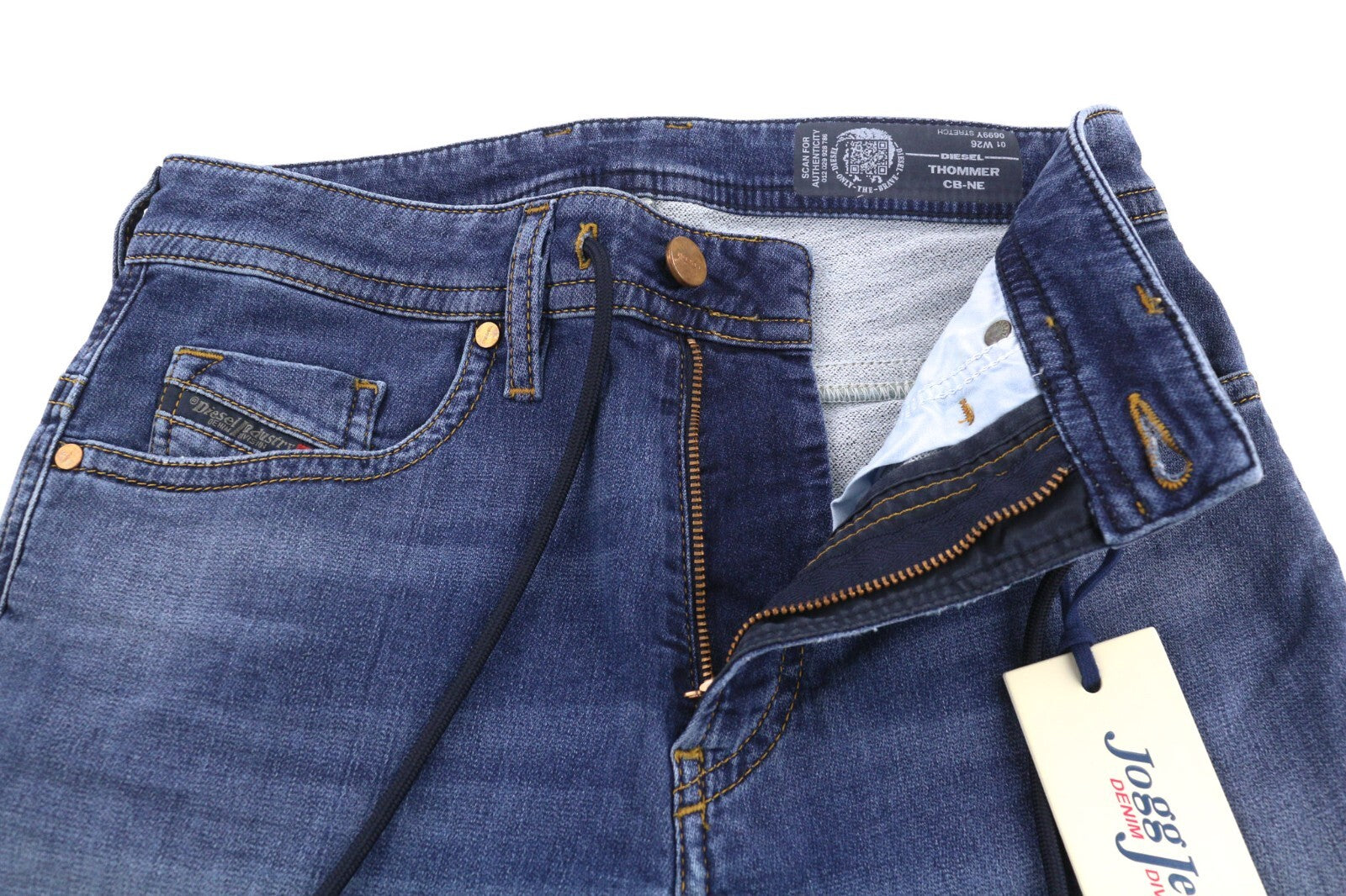 DIESEL Thommer CB-NE 0699Y Mens Jeans W26 Sweat Jogg Slim Blue Stretchy Washed