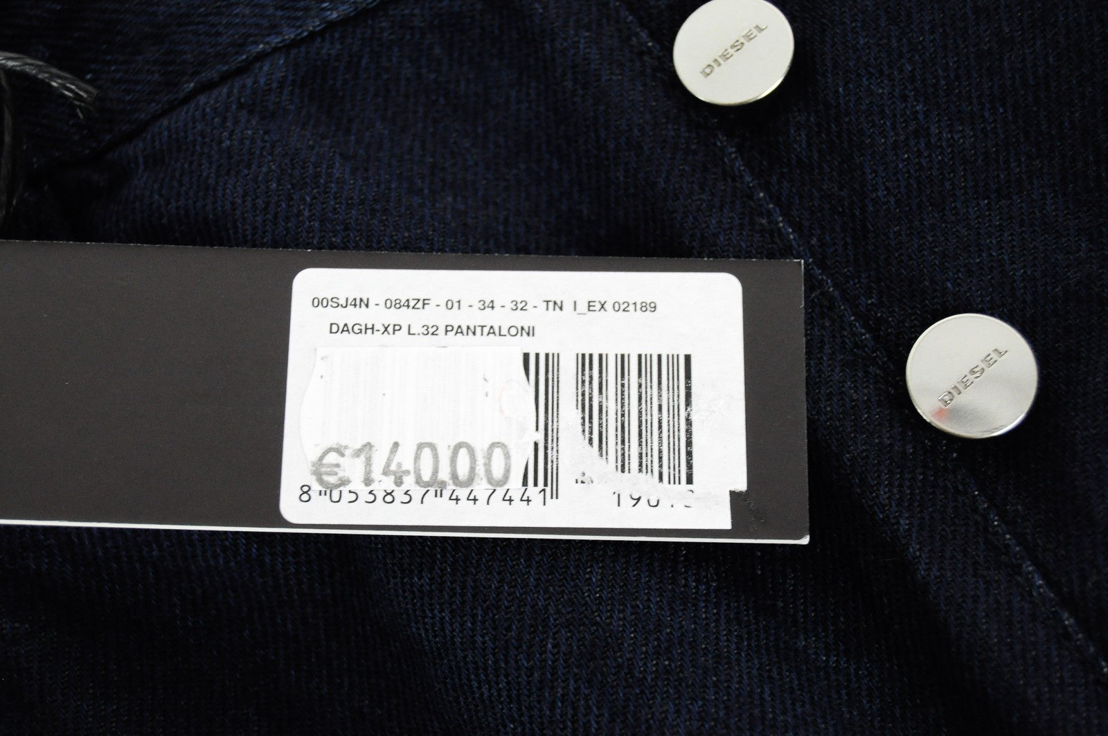 DIESEL Dagh-XP 084ZF Men Jeans W34/L32 Regular Fit Straight Dark Blue Cotton