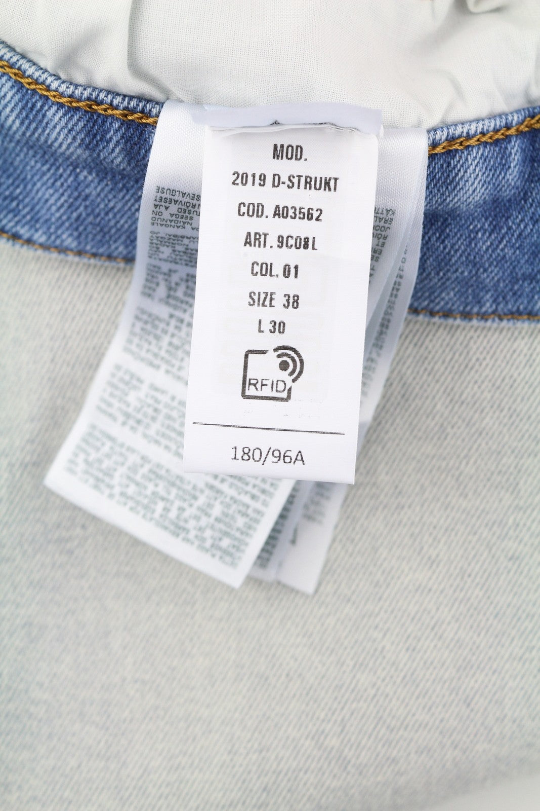 DIESEL 2019 D-Strukt 9C08L Men Jeans W38/L30 Slim  Zip Fly Washed Blue RRP€250