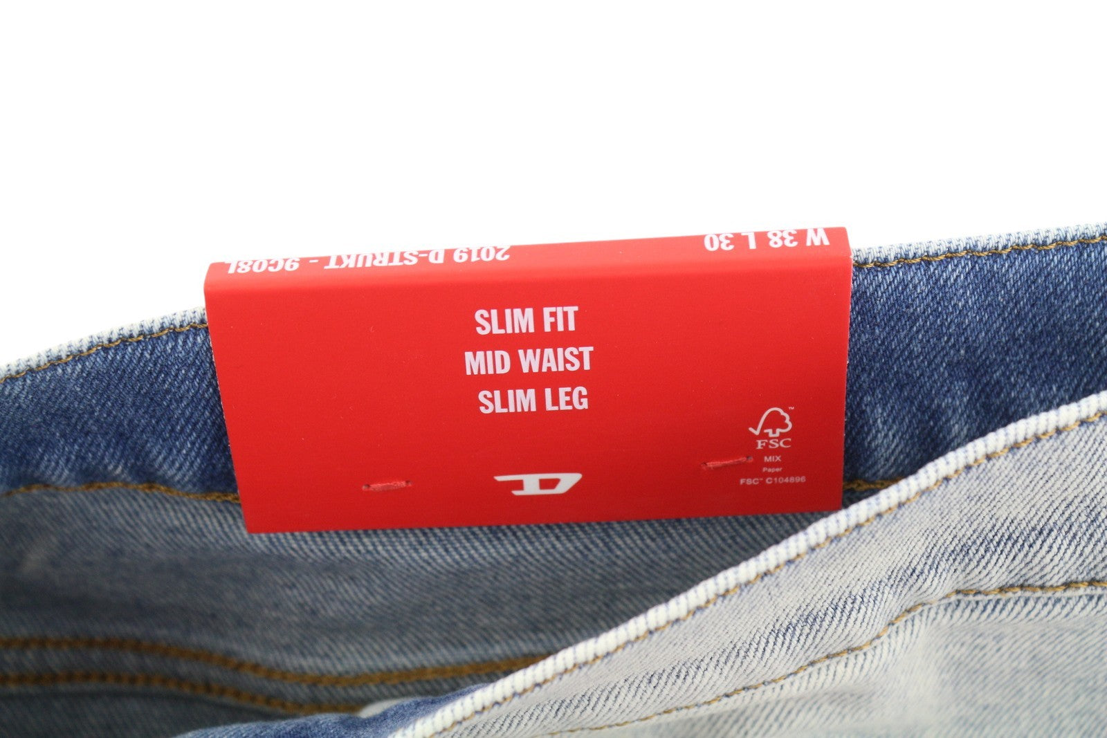 DIESEL 2019 D-Strukt 9C08L Men Jeans W38/L30 Slim  Zip Fly Washed Blue RRP€250