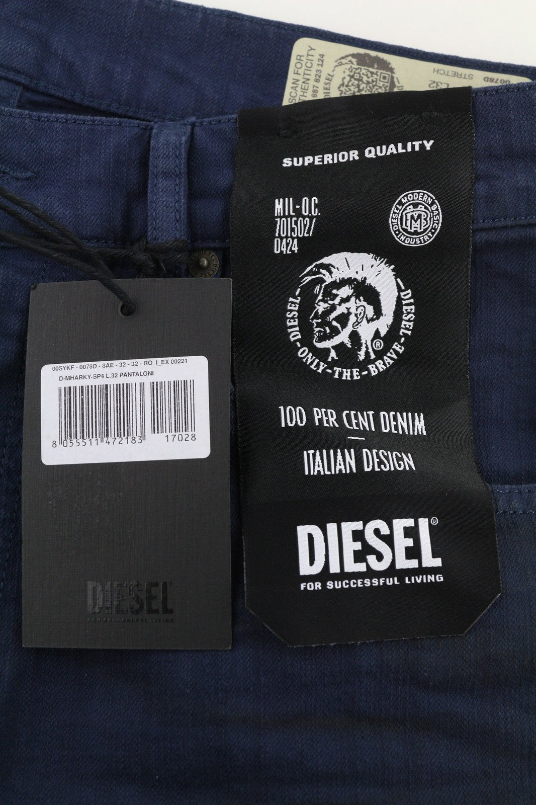 DIESEL D-Mharky-SP4 0078D Mens Jeans W32/L32 Slim Skinny  Blue Stretchy