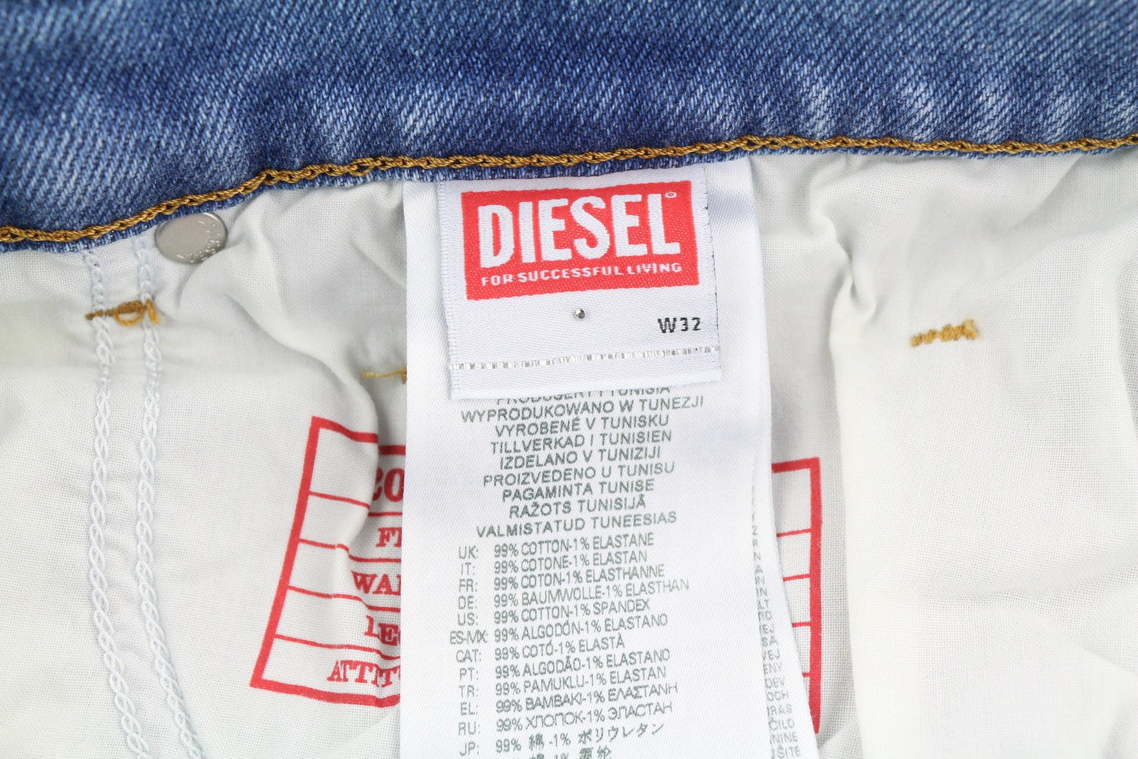 DIESEL 2019 D-Strukt 9C08L Men Jeans W32/L30 Slim  Zip Fly Washed Blue RRP€250