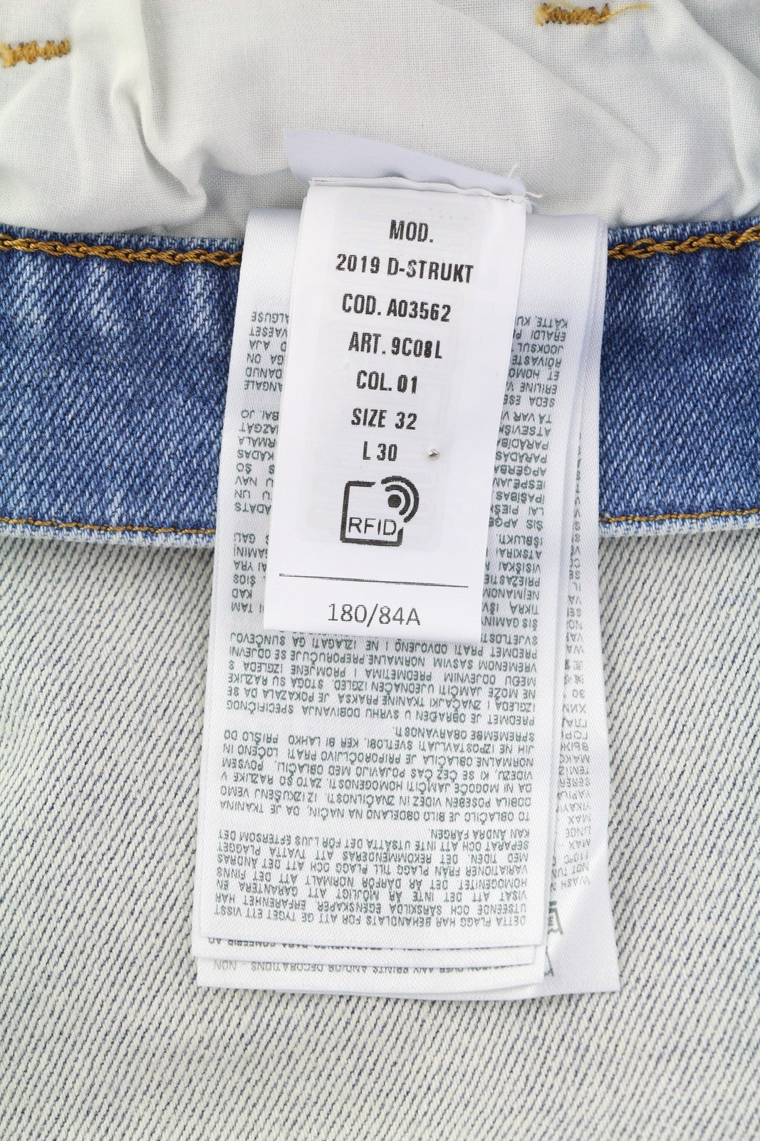 DIESEL 2019 D-Strukt 9C08L Men Jeans W32/L30 Slim  Zip Fly Washed Blue RRP€250