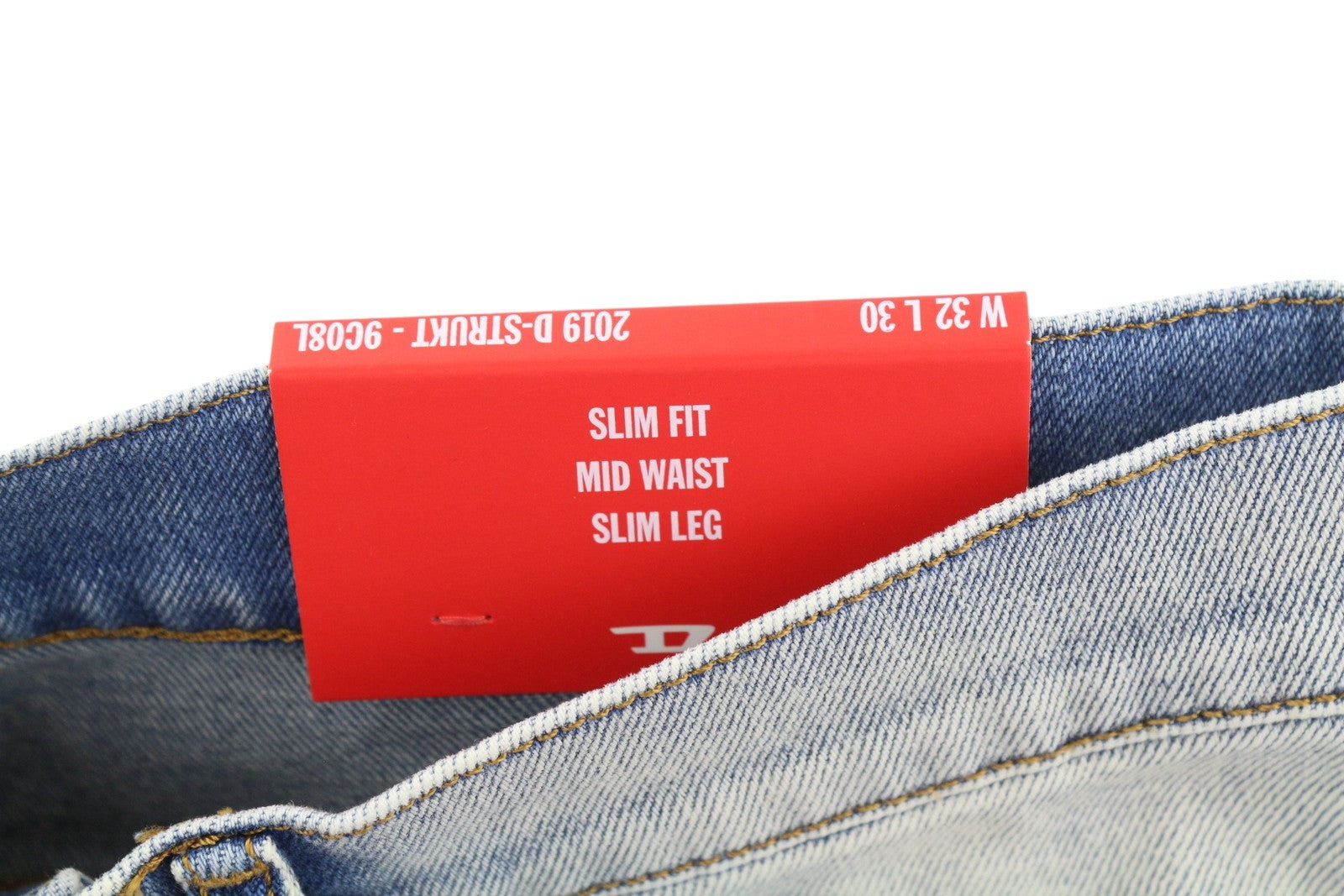 DIESEL 2019 D-Strukt 9C08L Men Jeans W32/L30 Slim  Zip Fly Washed Blue RRP€250