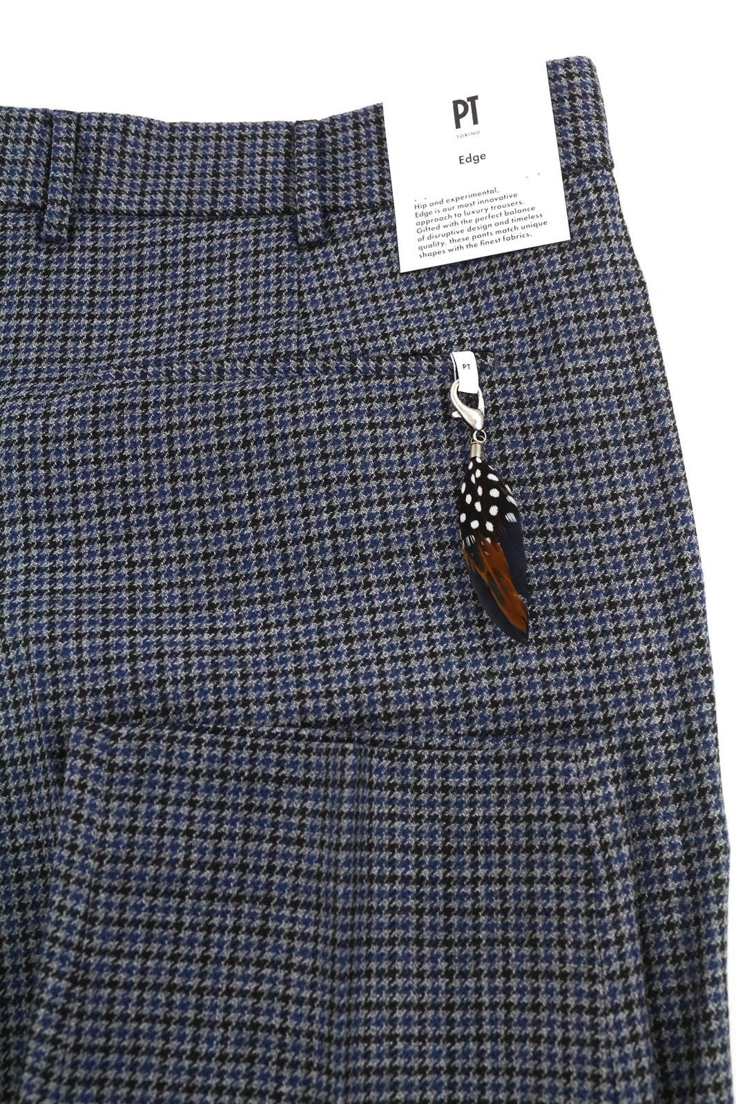 PT TORINO Men Trousers 54 W39 Rebel Blue Grey Patterned Pure Wool Pleated Dress