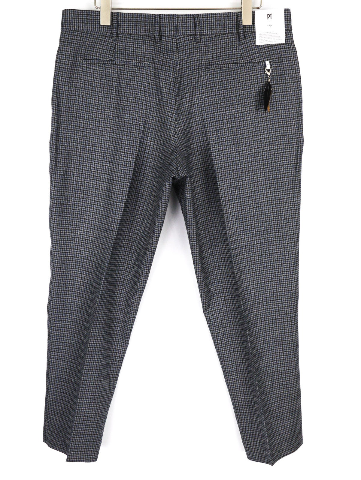 PT TORINO Men Trousers 54 W39 Rebel Blue Grey Patterned Pure Wool Pleated Dress